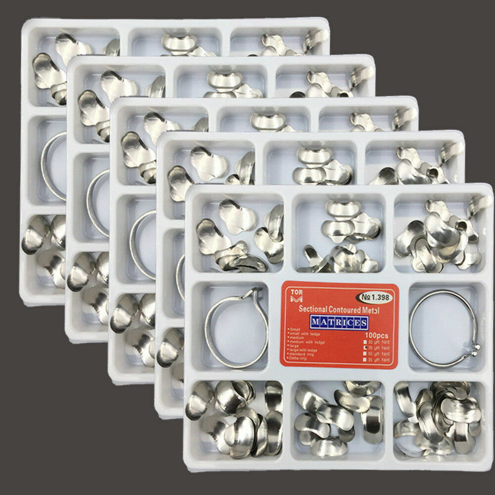 NEW 10×Dental TOR VM Orthodontic Sectional Contoured Matrices 35 μm Hard 2 Ring