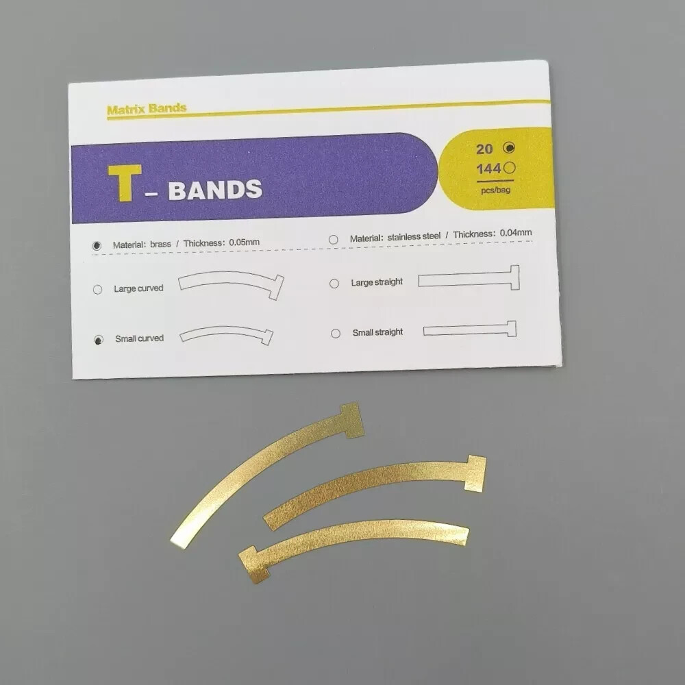 20 Pcs Dental Brass Matrix Large Straight/Curved 0.05mm Tooth Restoration Band