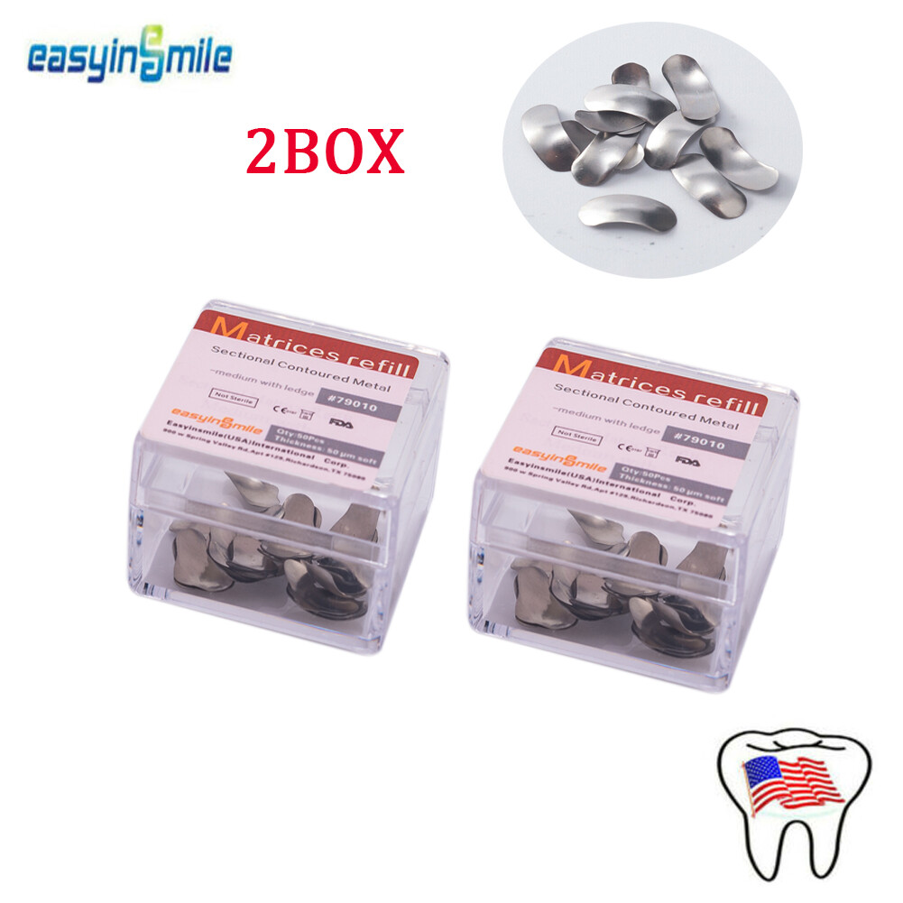 100xDental Metal Matrices Sectional Contoured Matrix Refill soft band 50μm S/M/L