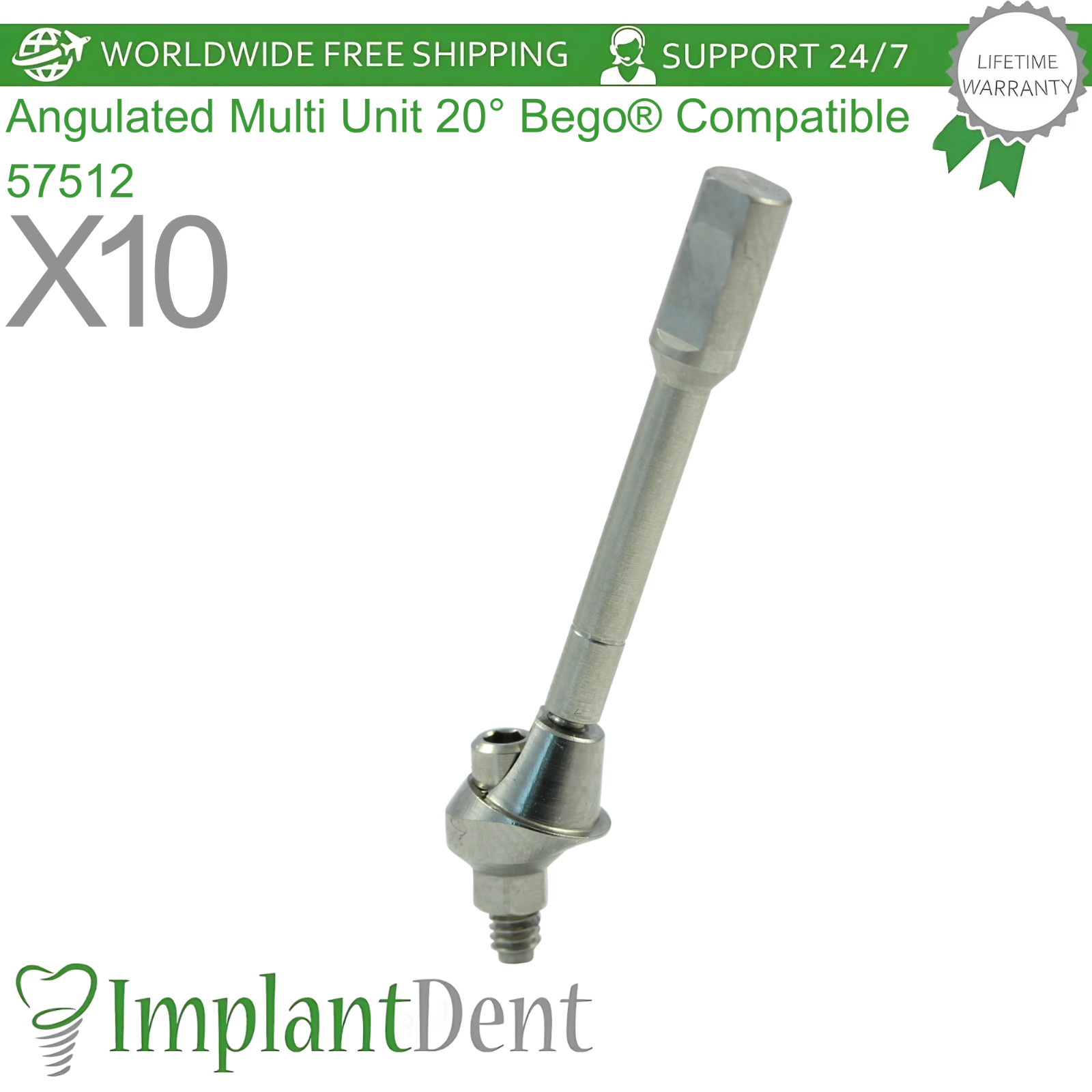 X10 Angulated Multi Unit 20° Bego® Compatible 57512 Dental Prosthetic Ø4.1mm