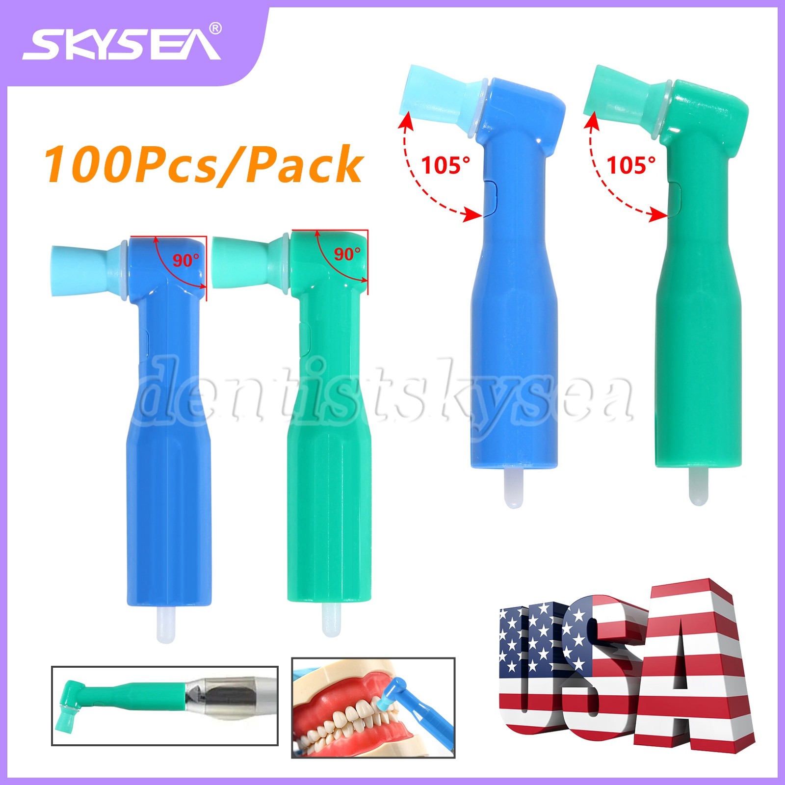 100pcs Dental Disposable Prophy Angles Cup Latex Free Right Angle Polishing Cups