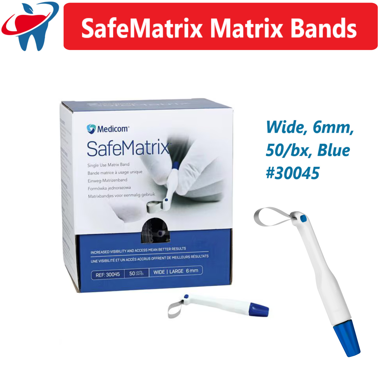 Dental Pro-Matrix Amalgam Matrix Bands Disposable Wide, Narrow, Curve, 50/Bx