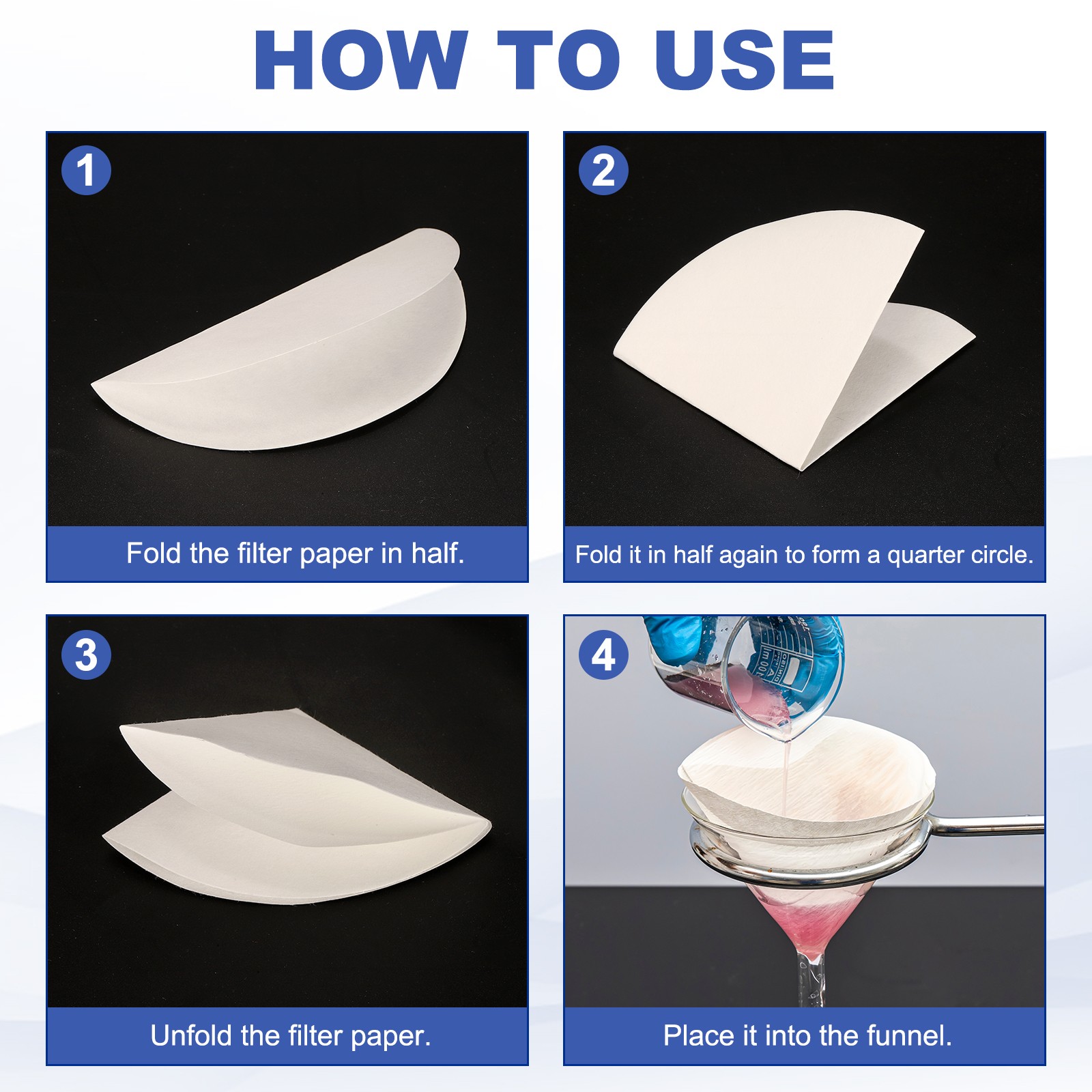 300Pcs 9cm Qualitative Filter Paper, Slow/Medium/Fast, Each Speed of 100 Pcs