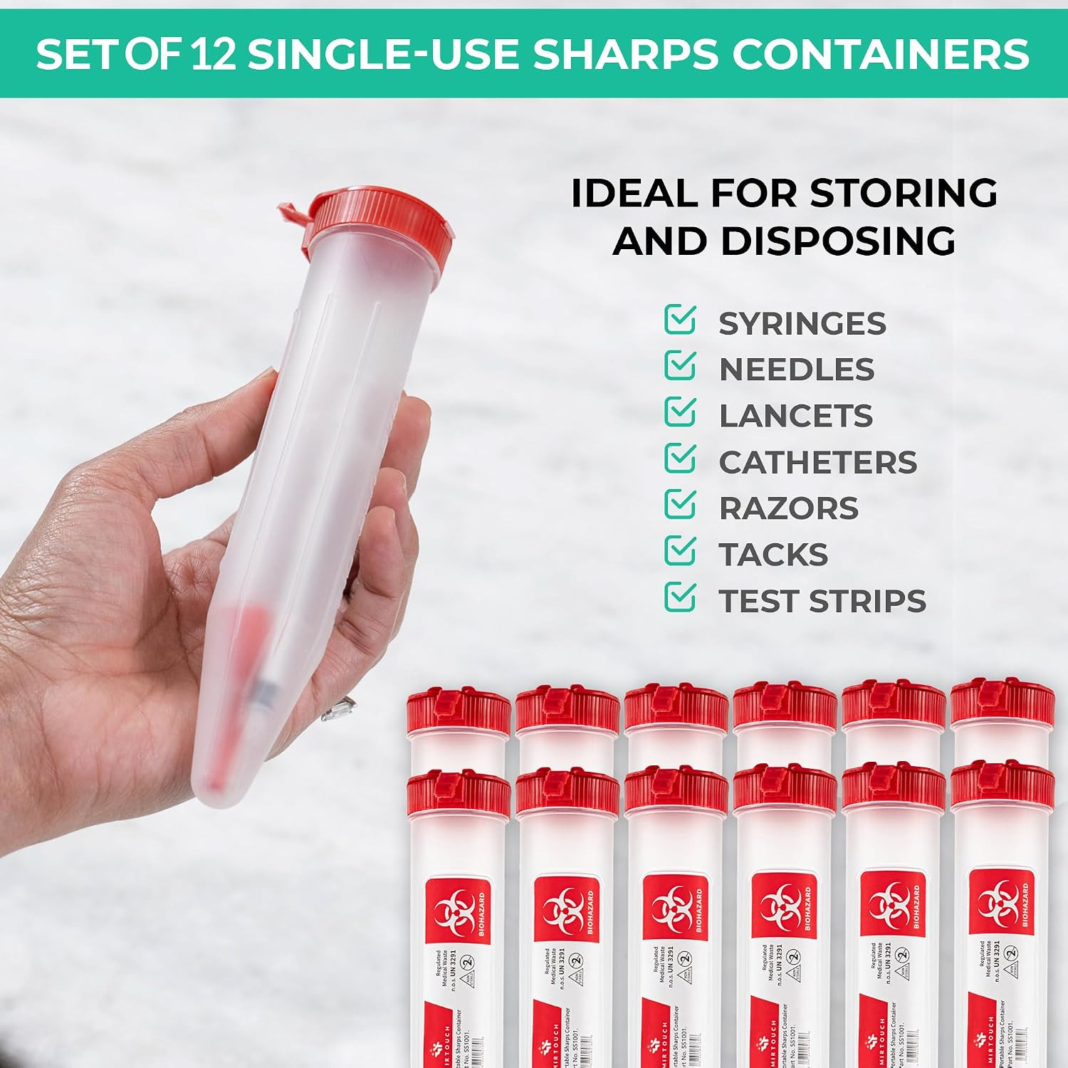Sharps-Shuttle – Single Use Travel Sharps Container for Needles Syringes