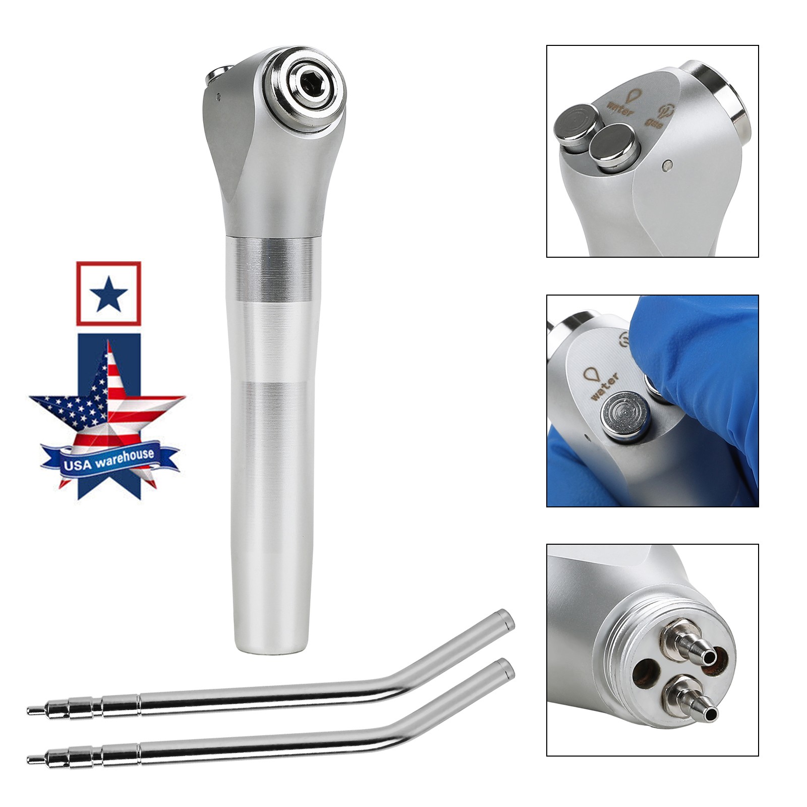 Dental Air Water Spray Triple Syringe Solid Alloy /Plastic Nozzles/Tips/Tubes US
