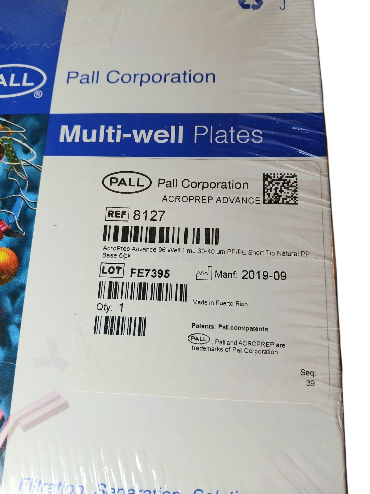 Pall AcroPrep Advance 96-Well 1 ML 30-40 PP/PE Multi-Well Lab Filtration New