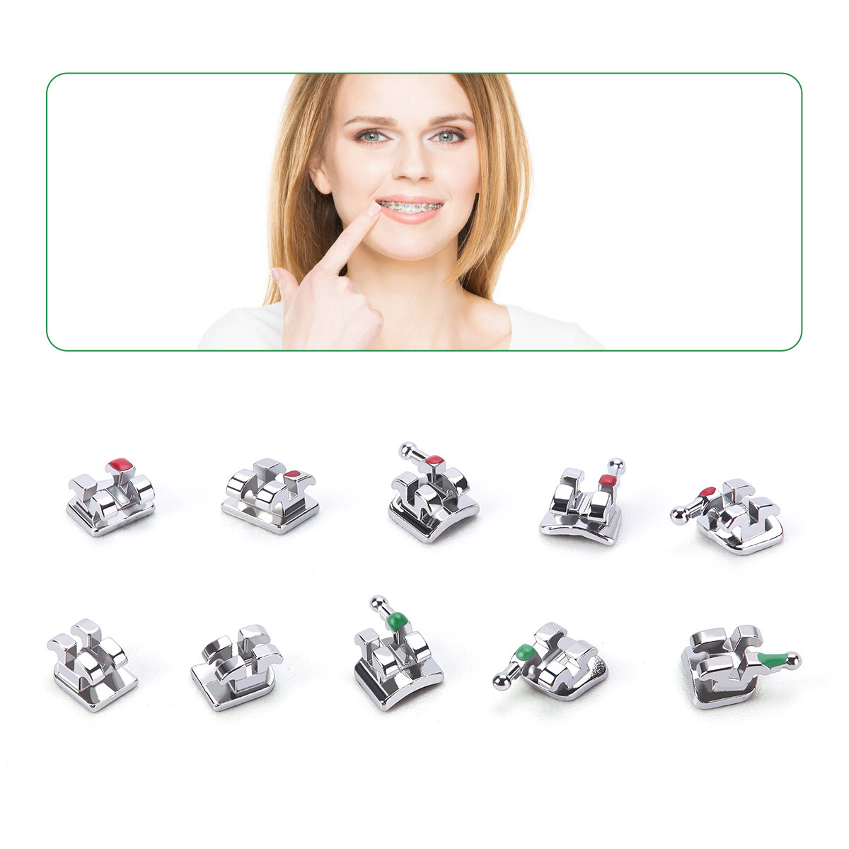 Dental Orthodontic Brackets Braces Monoblock Mini Roth/MBT 018/022 Hooks 345 USA