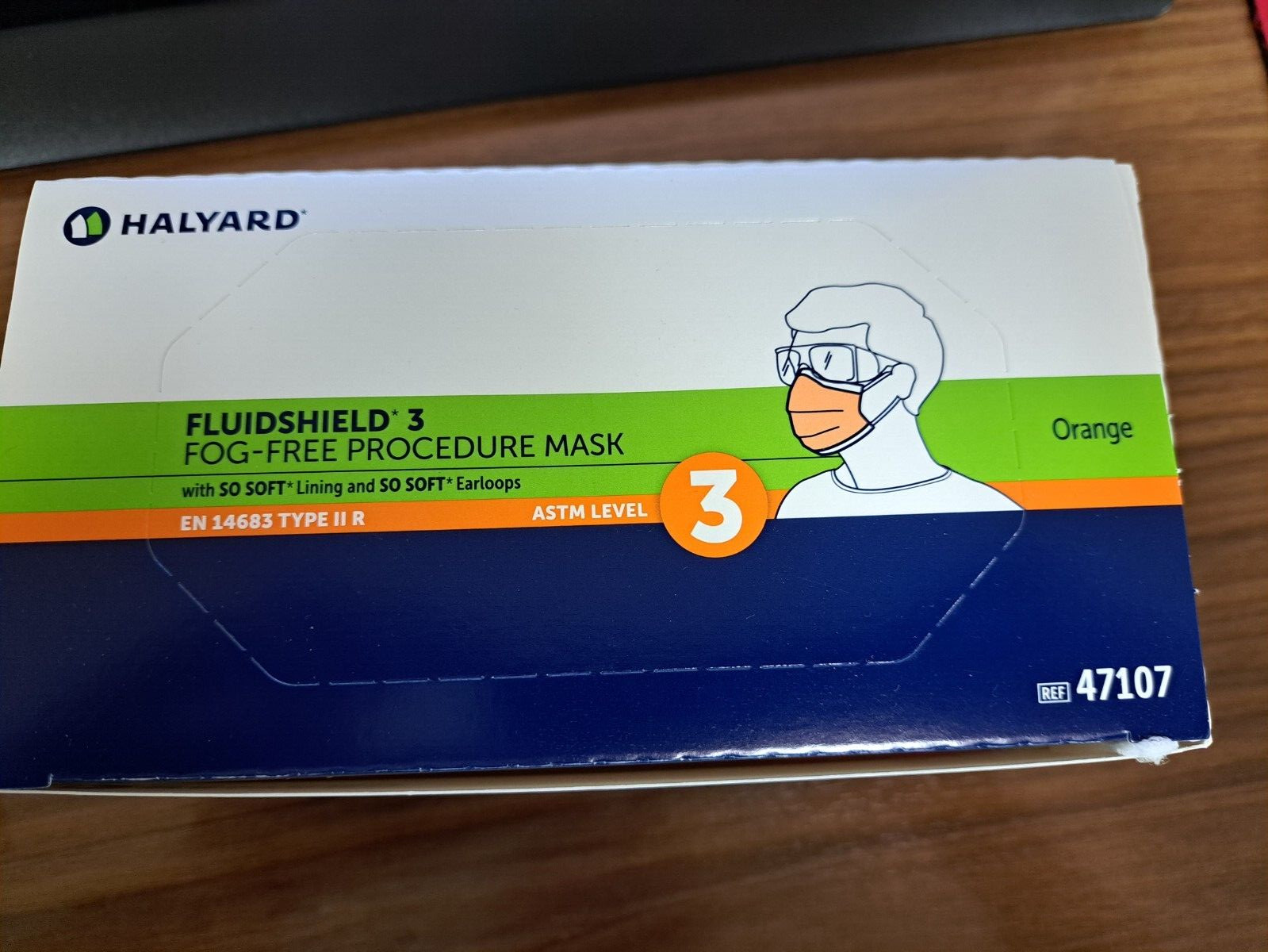 40-Pieces Halyard FluidShield ASTM Level 3 face Mask Fog-Free 47107