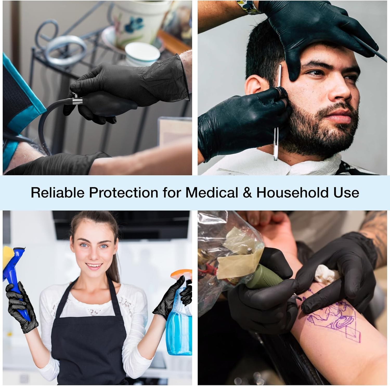 Professional Grade Black Nitrile Exam Gloves – 100 Count, Disposable, Latex Free