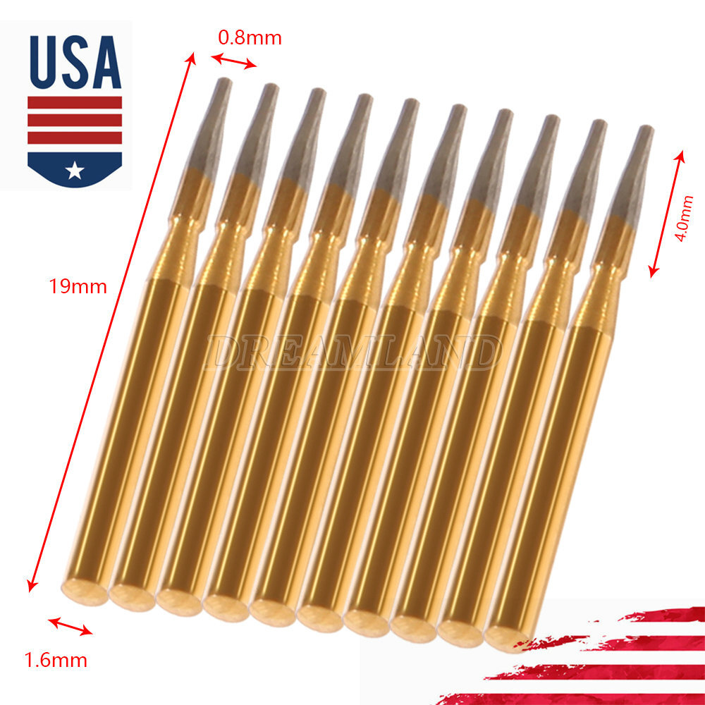 10 Pcs Dental Tungsten Carbide Trimming & Finishing Burs Drill Flame FG 7901