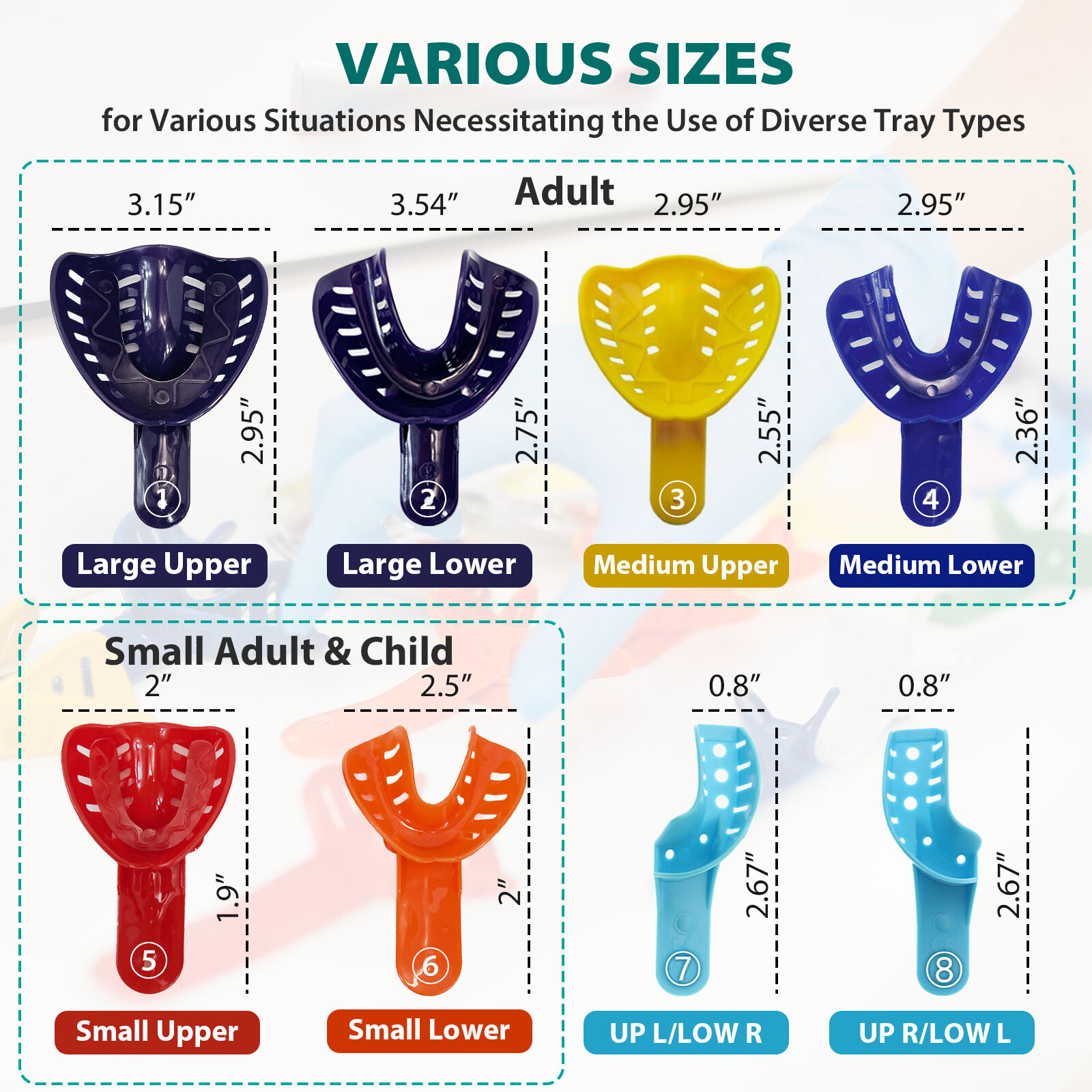 Disposable Perforated Plastic Dental Impression Trays for Child/Adult