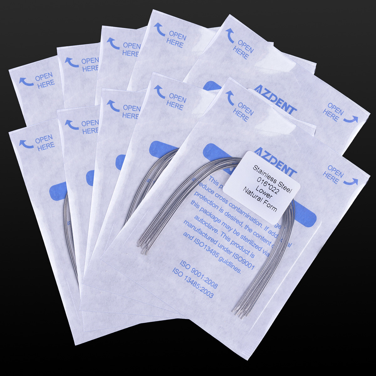AZDENT Alambre de Arco Rectangular Dental de Acero Inoxidable para Ortodoncia 16