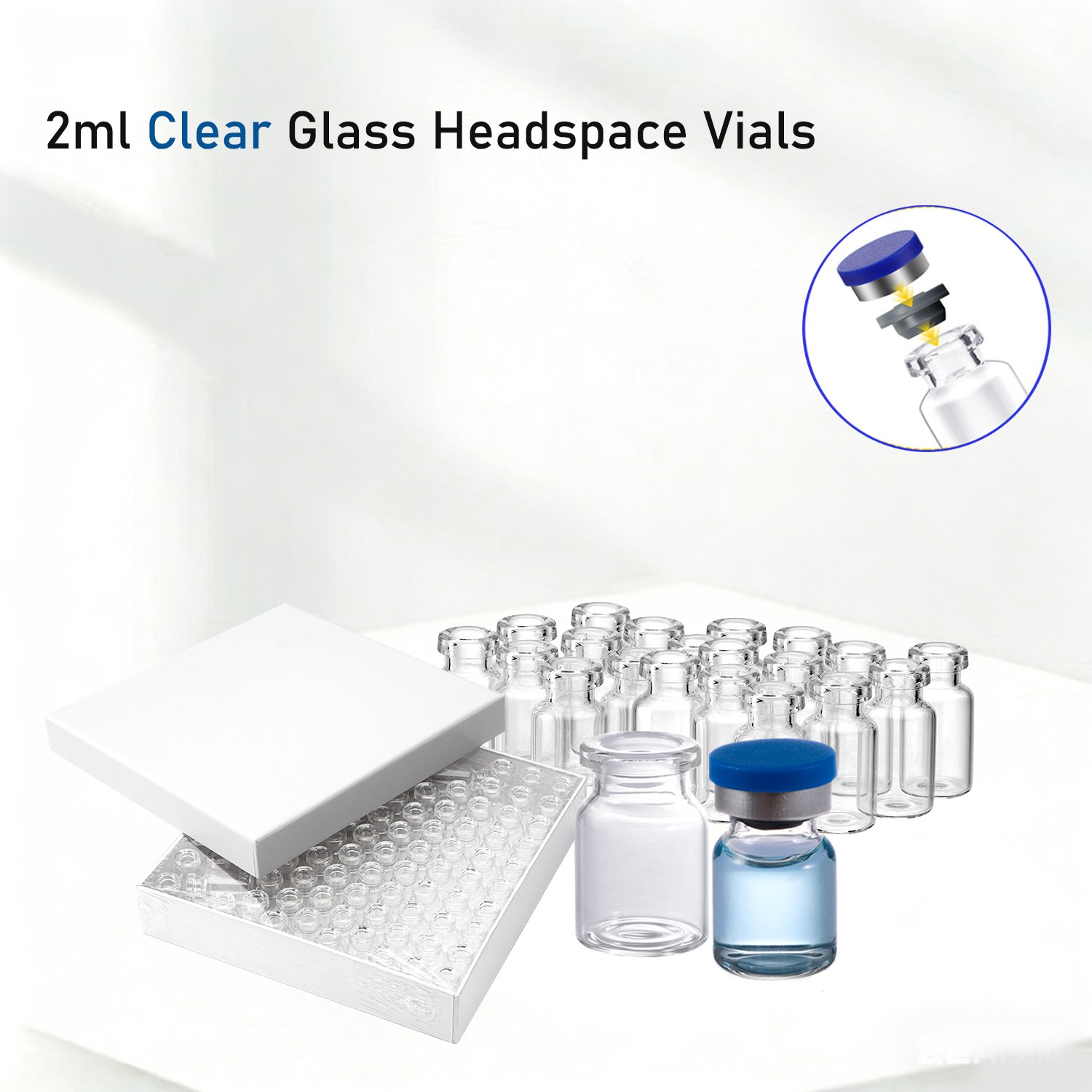 1000PCS 2/3/5/10/20ml Glass Vials Headspace Vials Lab Vials w/ Caps Sample vials