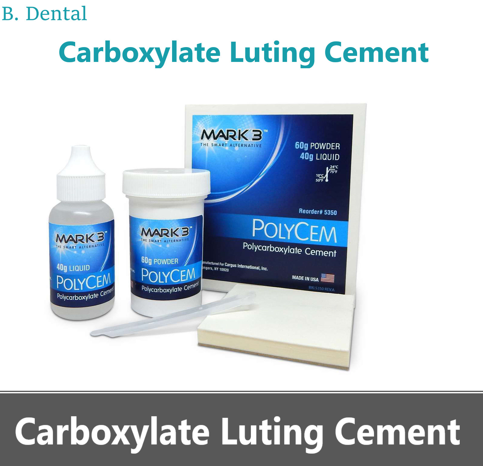 Dental Durelon Type Cement Final cementation crowns and bridges, 60g Powder 40ml