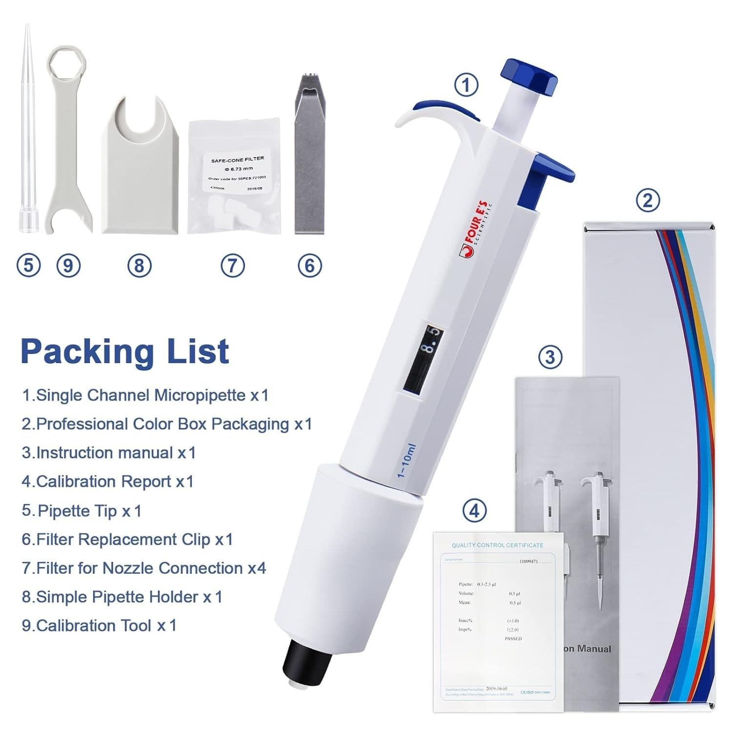 Adjustable Micropipette 1-10mL | Single-Channel Pipettor