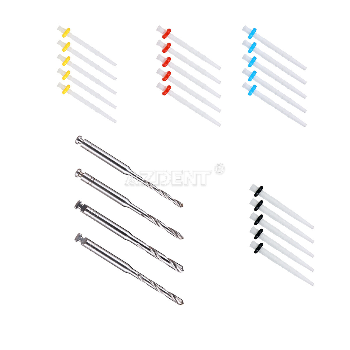 Dental Fiber Posts Resin High-intensity Screw Thread Glass 4 Drills AAA