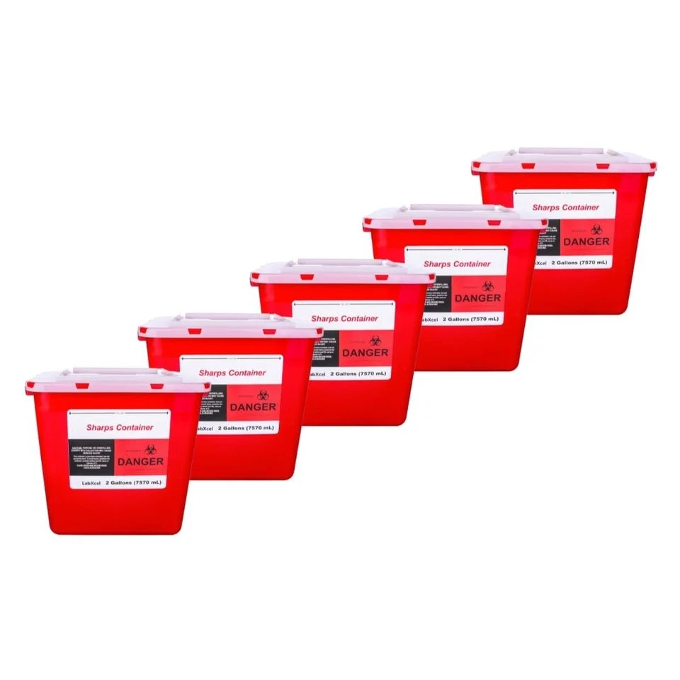 LabXcel Polypropylene Sharps Container 24x Disposal Needle Waste Bin – 2 Gallon