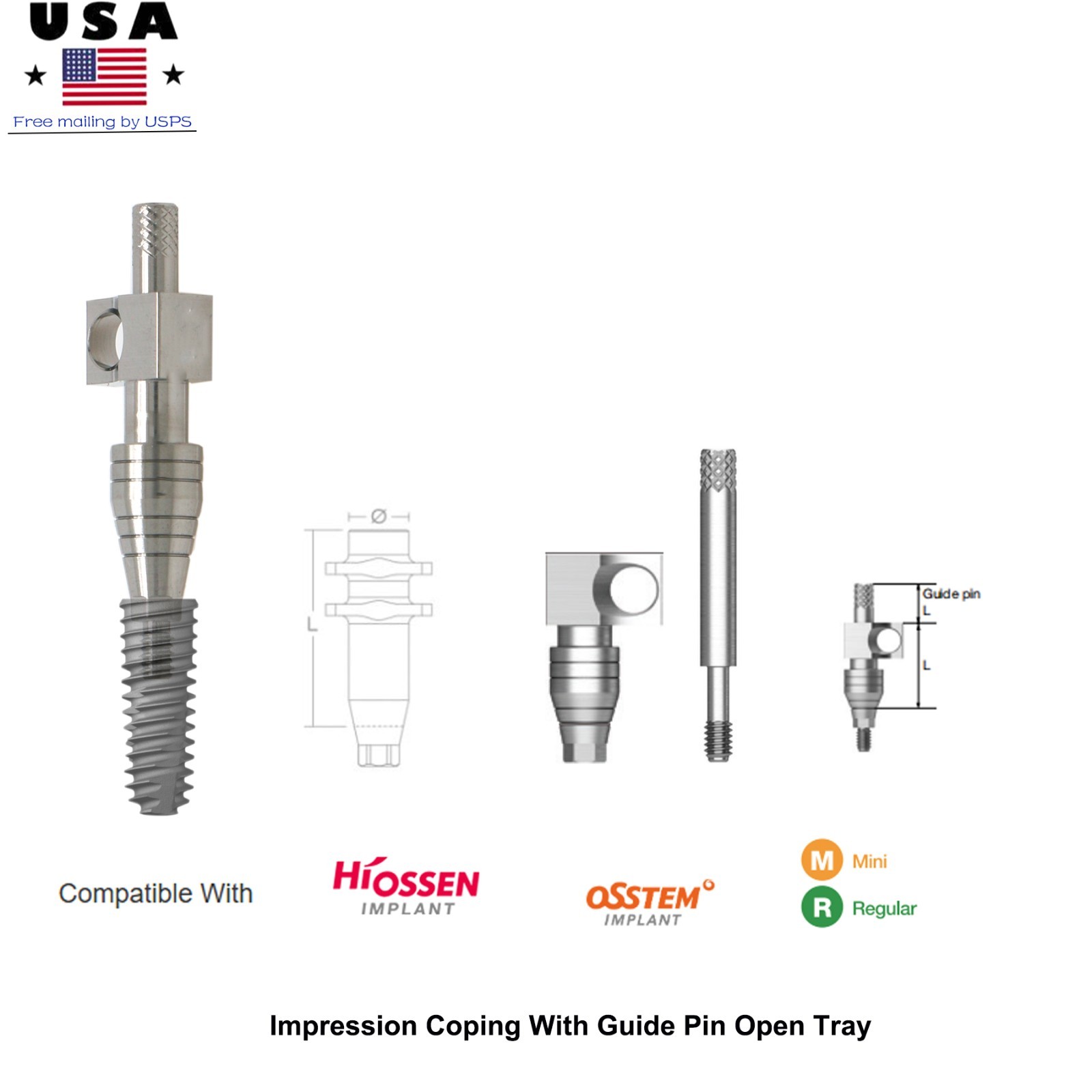 Dental Fixture Lab Analog Impression Coping Open/Closed Tray Hex for Hiossen ET