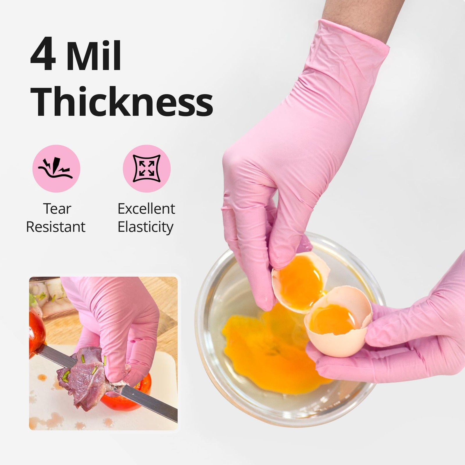 Nitrile Exam Gloves, 4 Mil, Medium, Cherry Blossom, Food Safe Gloves Disposab…