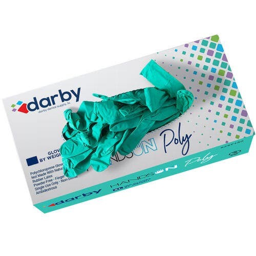 HandsOn Green Poly Gloves, Small, 100/Box, Green