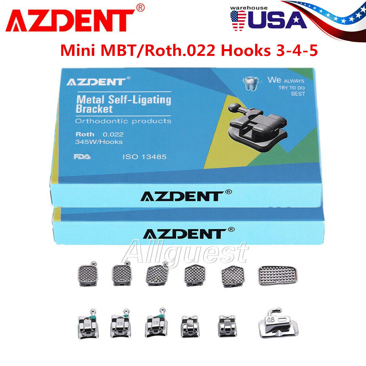 Dental Orthodontic Self Ligating Brackets Braces Roth/MBT.022 345 HK+Buccal Tube