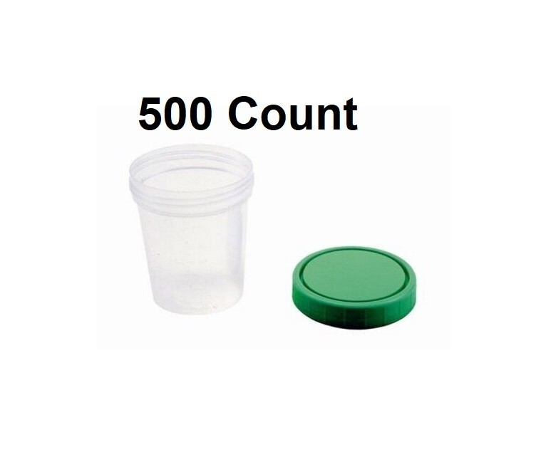 500 Count Urine Specimen Container Cup 4 oz Sample Collection, Screw Cap AS343