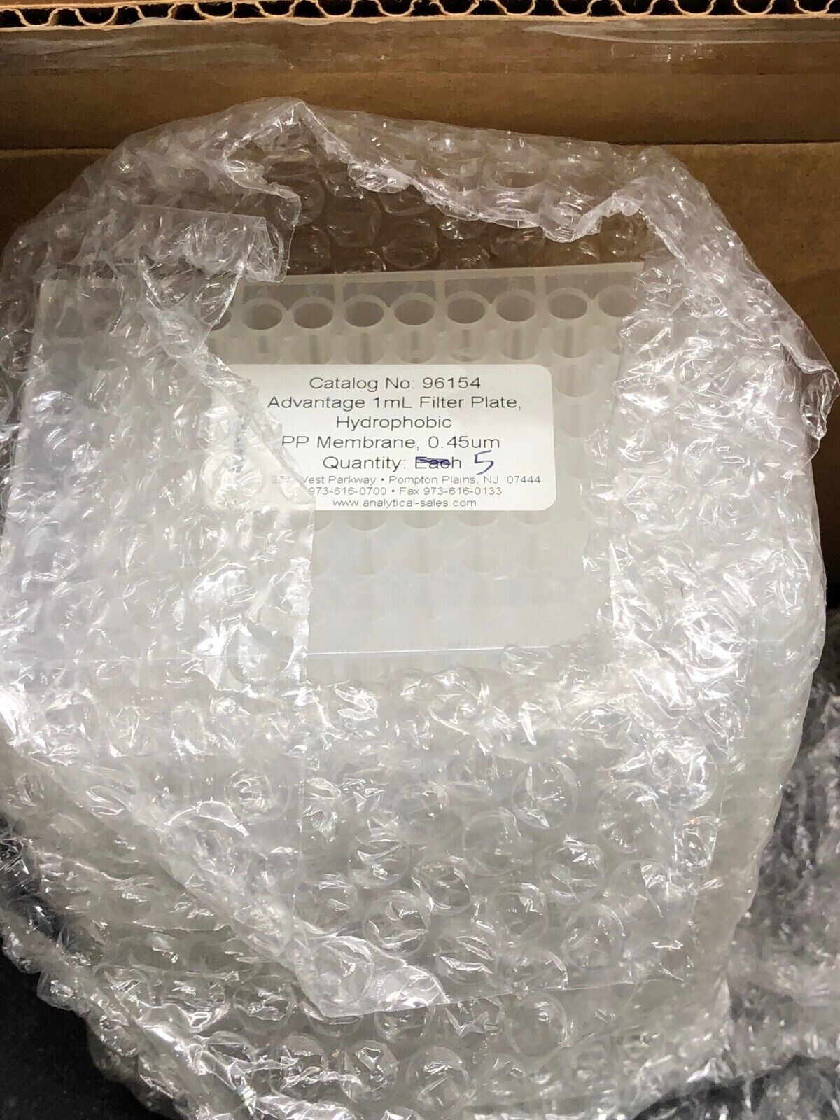 Analytical Advantage Cat No 96154 1mL Hydrophobic Filter Plate 0.45um 96154-10