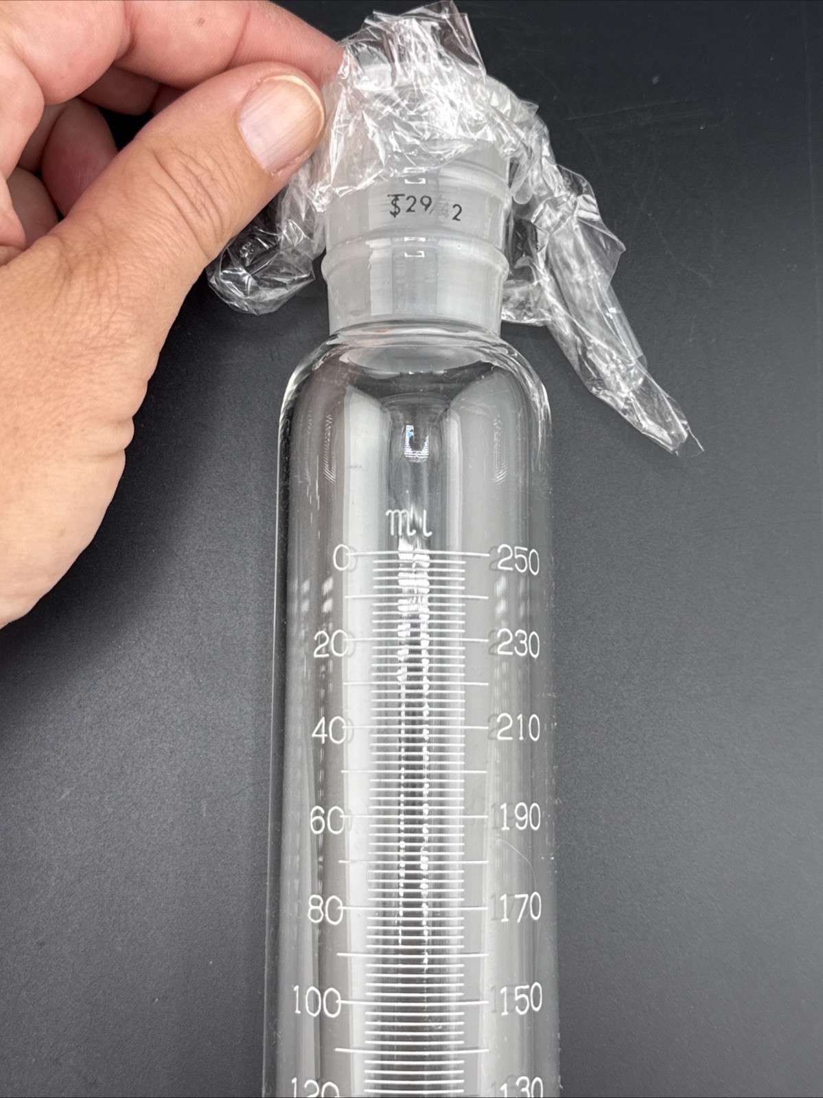 Lot Lab Glass: Cylindrical Dropping Funnel, 3 Neck, 3 Neck W Thermometer Jt & +