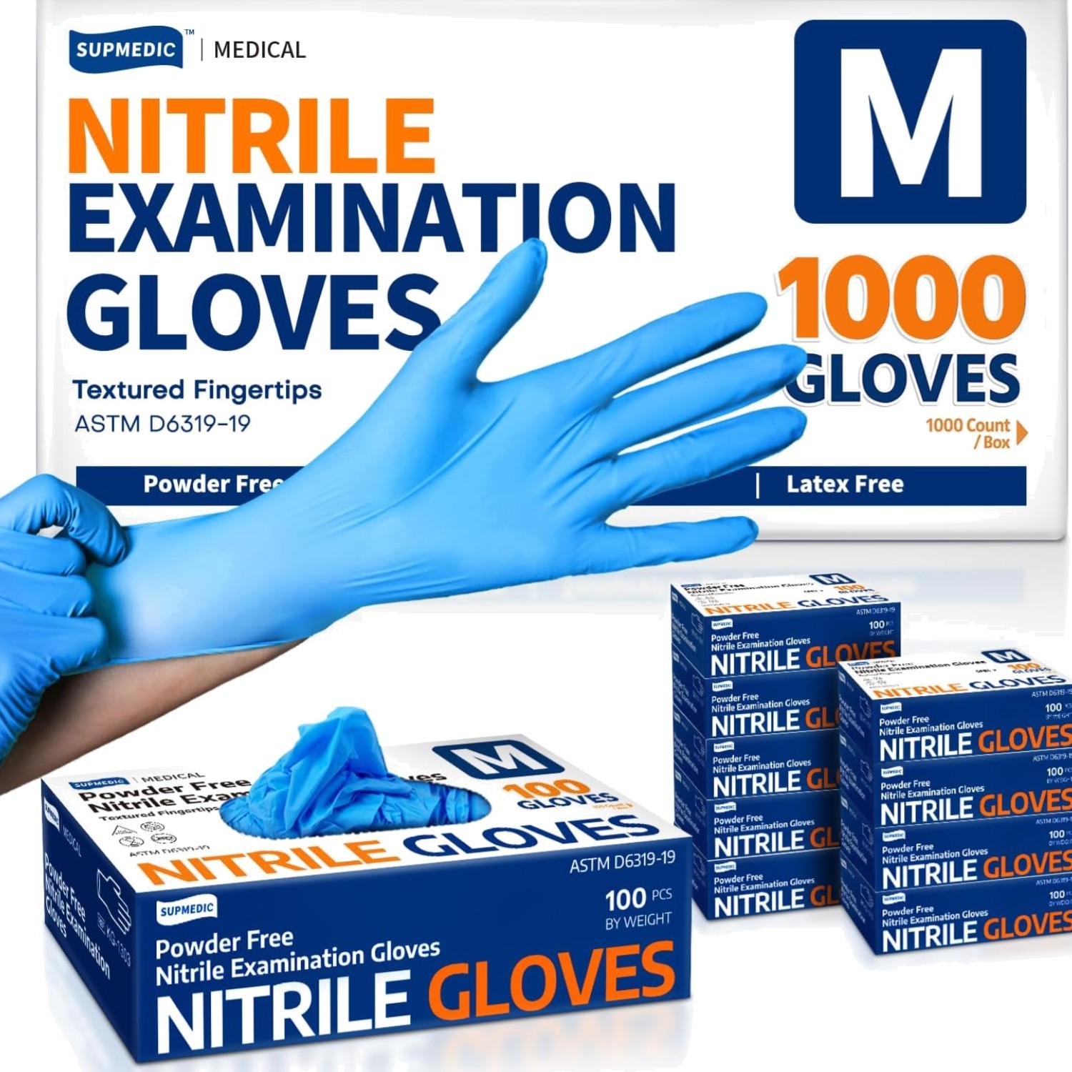 Medical Soft Max Nitrile Exam Gloves, 1000 Pcs Latex-Free Powder-Free Food Sa…