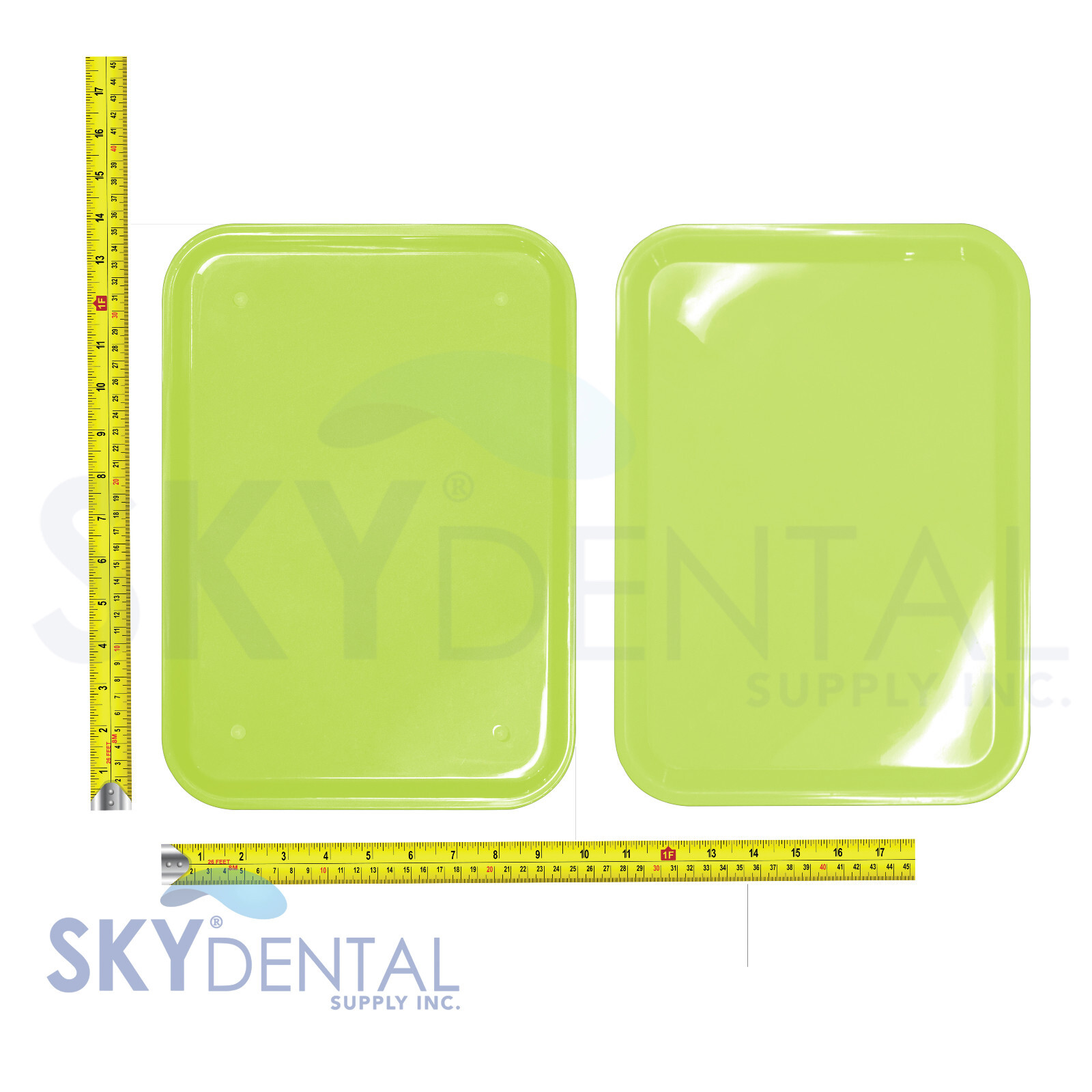 Dental Tray Autoclaving Plastic Instrument Flat Trays Size B Yellow 13.25″x9.75″