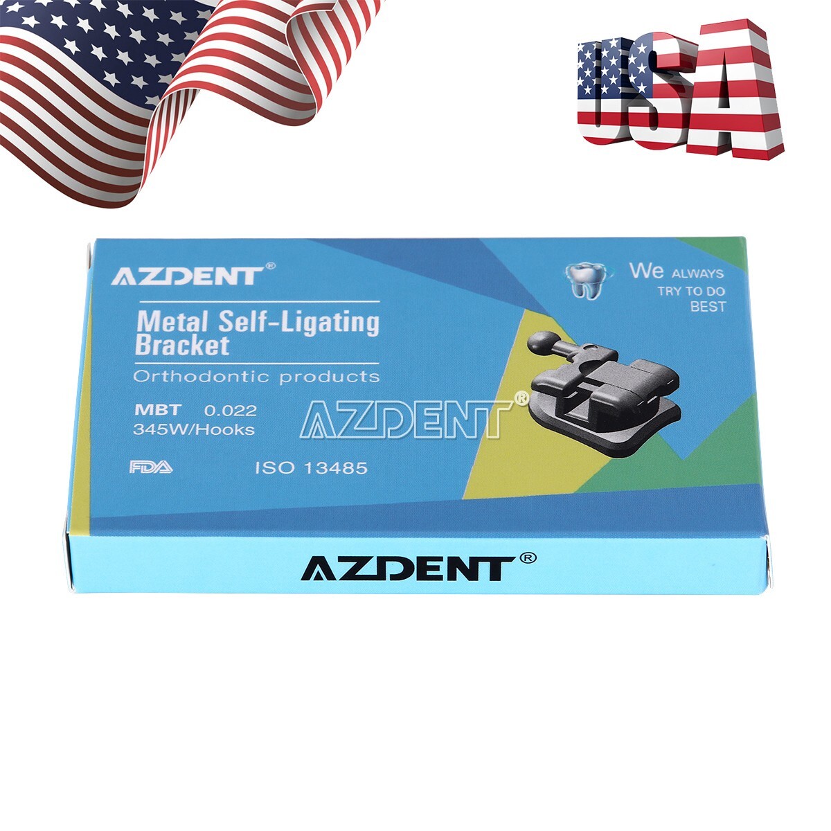 AZDENT Dental Ortho Brace Self Ligating Brackets Mini MBT0.022 345 Hook Tube