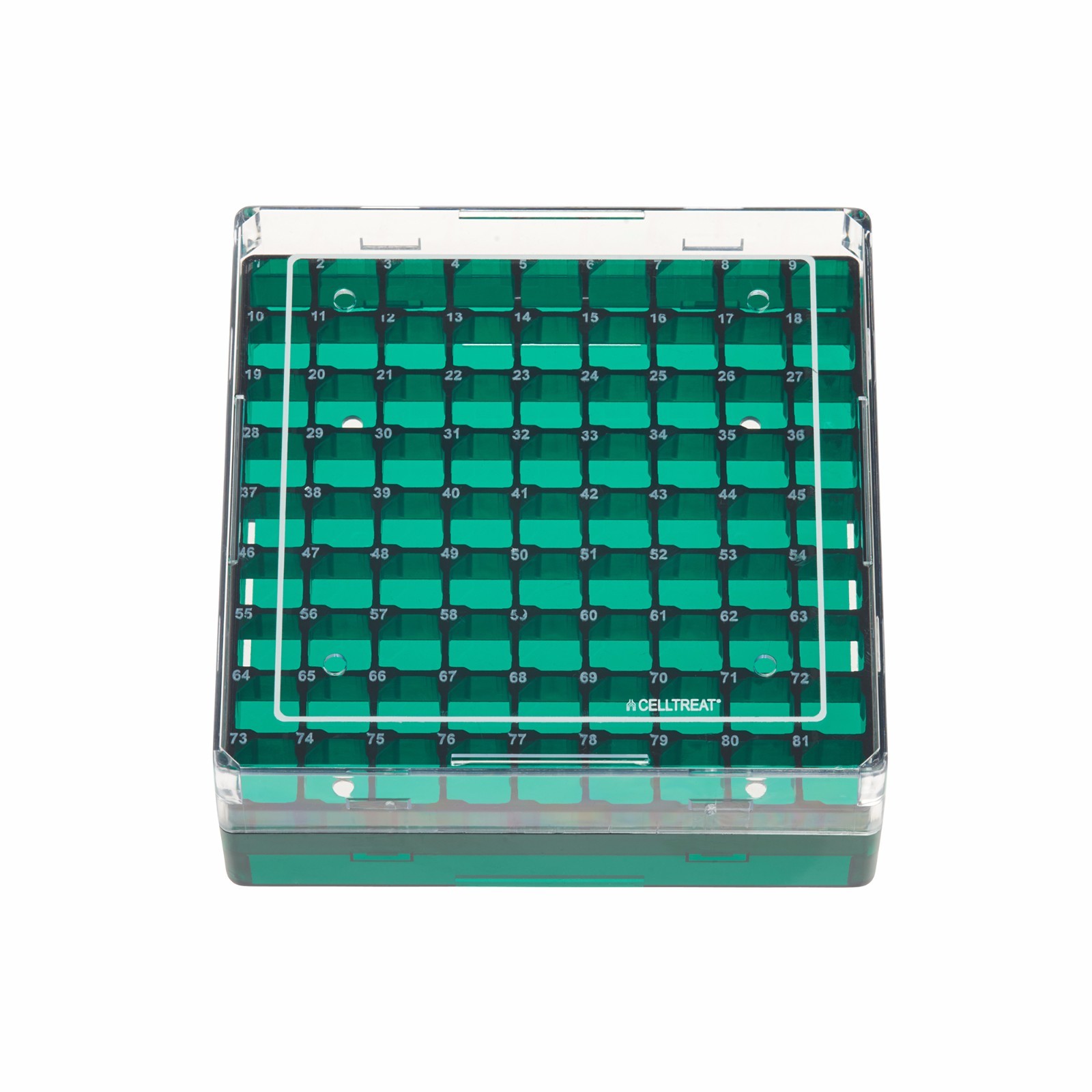 CELLTREAT Storage Box CF Cryogenic Vial, 81 Place, Polycarbonate, 5/case #229943