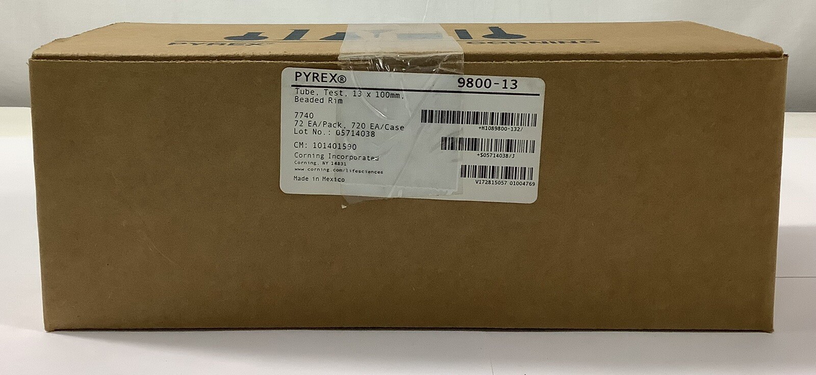 Pyrex Corning 9800-13 Beaded Rim Test Tube 13 x 100mm 72EA/Pack