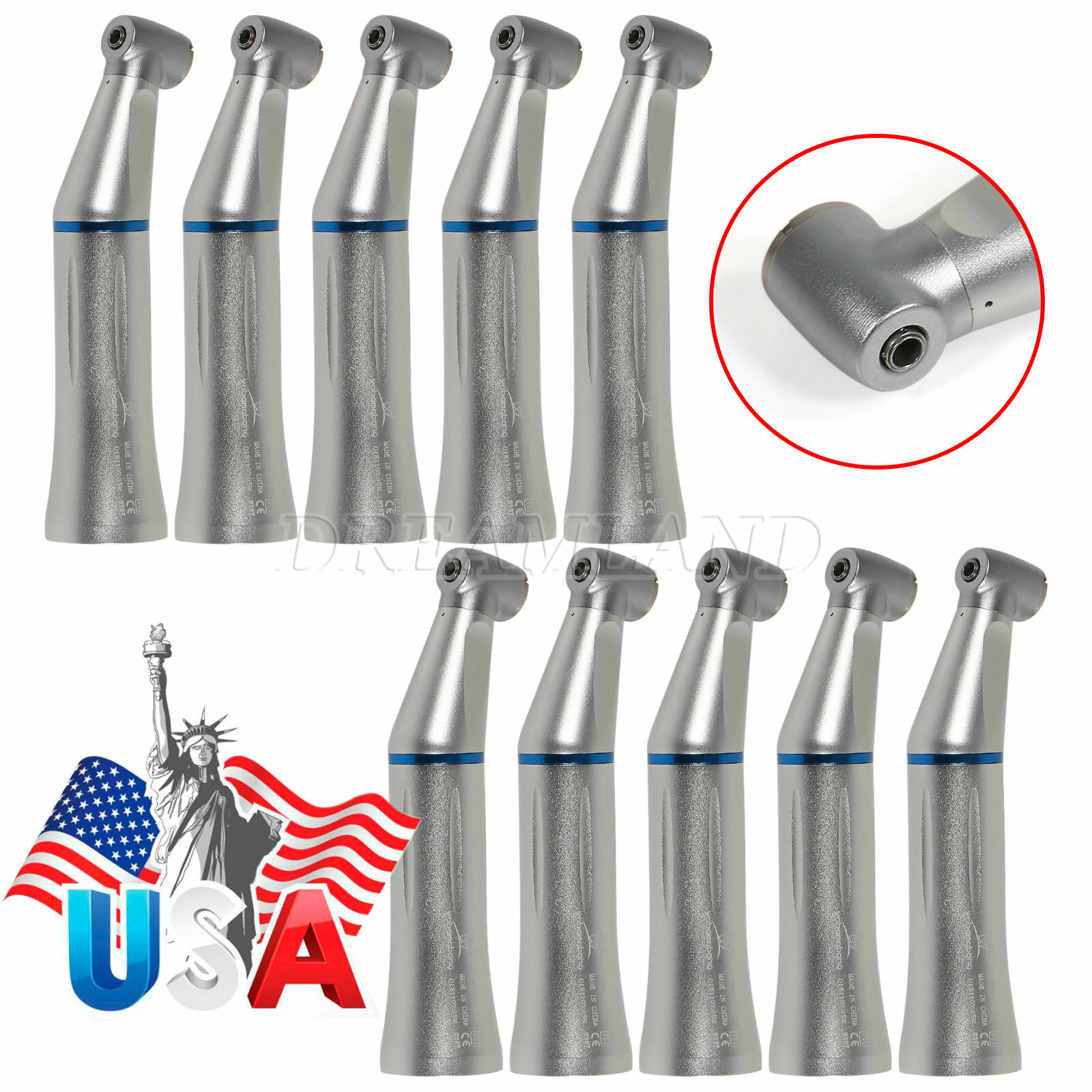 1-10X Dental Low Speed Contra Angle Handpiece Inner Water Spray Push Button 1CE