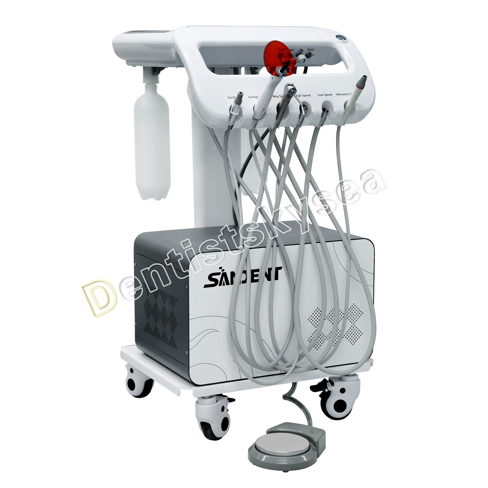 Mini Mobile Dental Unit with Air Compressor Portable Dental Therapy Cart Vet