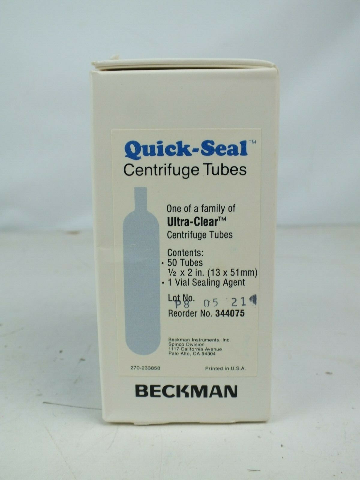 Beckman 344075 Centrifuge Tubes Quick-Seal, 50 Tubes, 1/2 x 2 inch