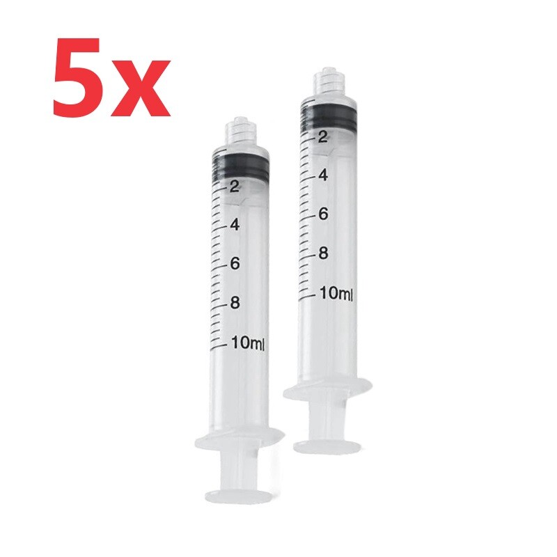 5x 10mL Disposable Syringe Luer Lock Tip Liquid Feeder Plastic 10cc Sterile
