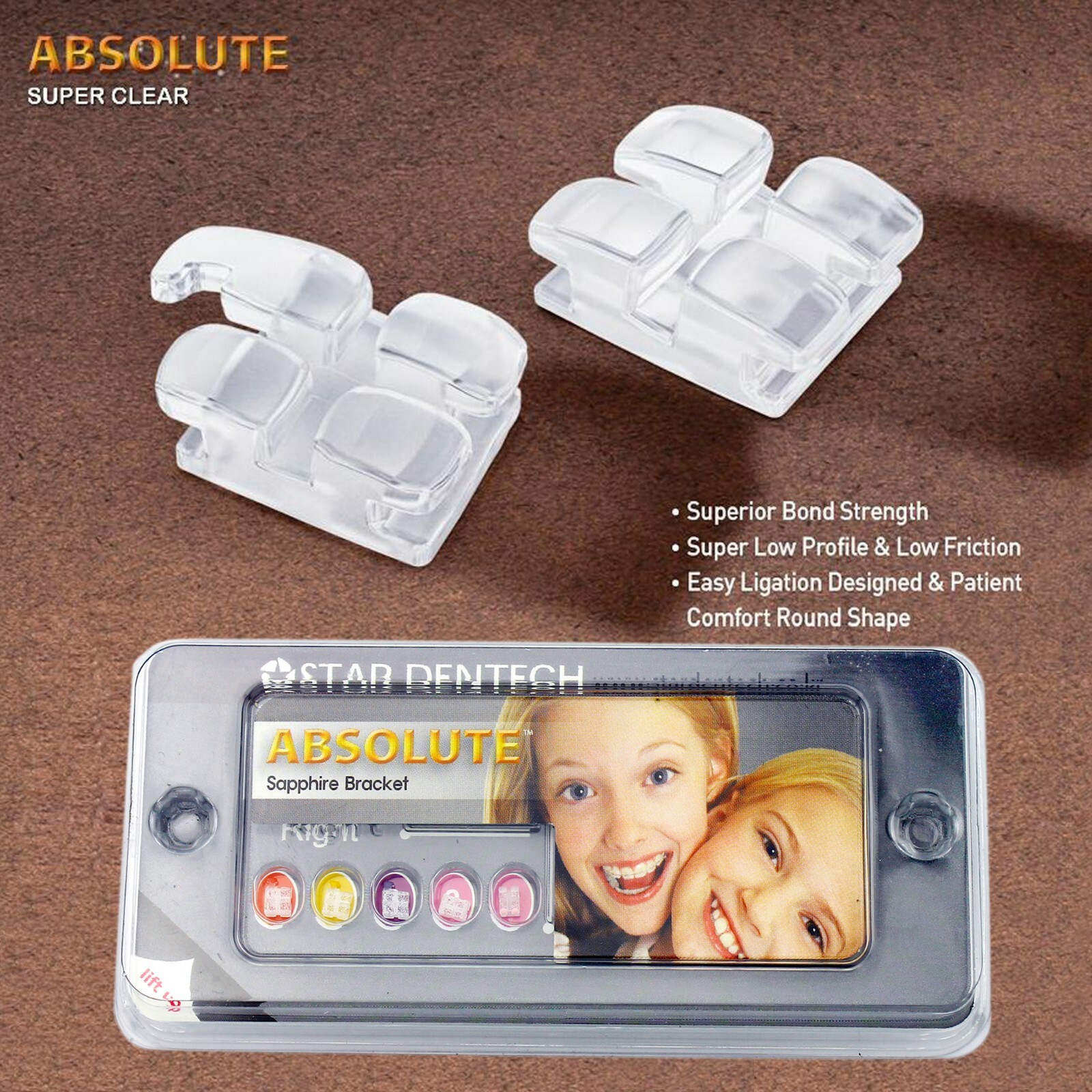 Star Dentech Orthodontic Brackets Sapphire Monocrystalline Ceramic Roth MBT 022