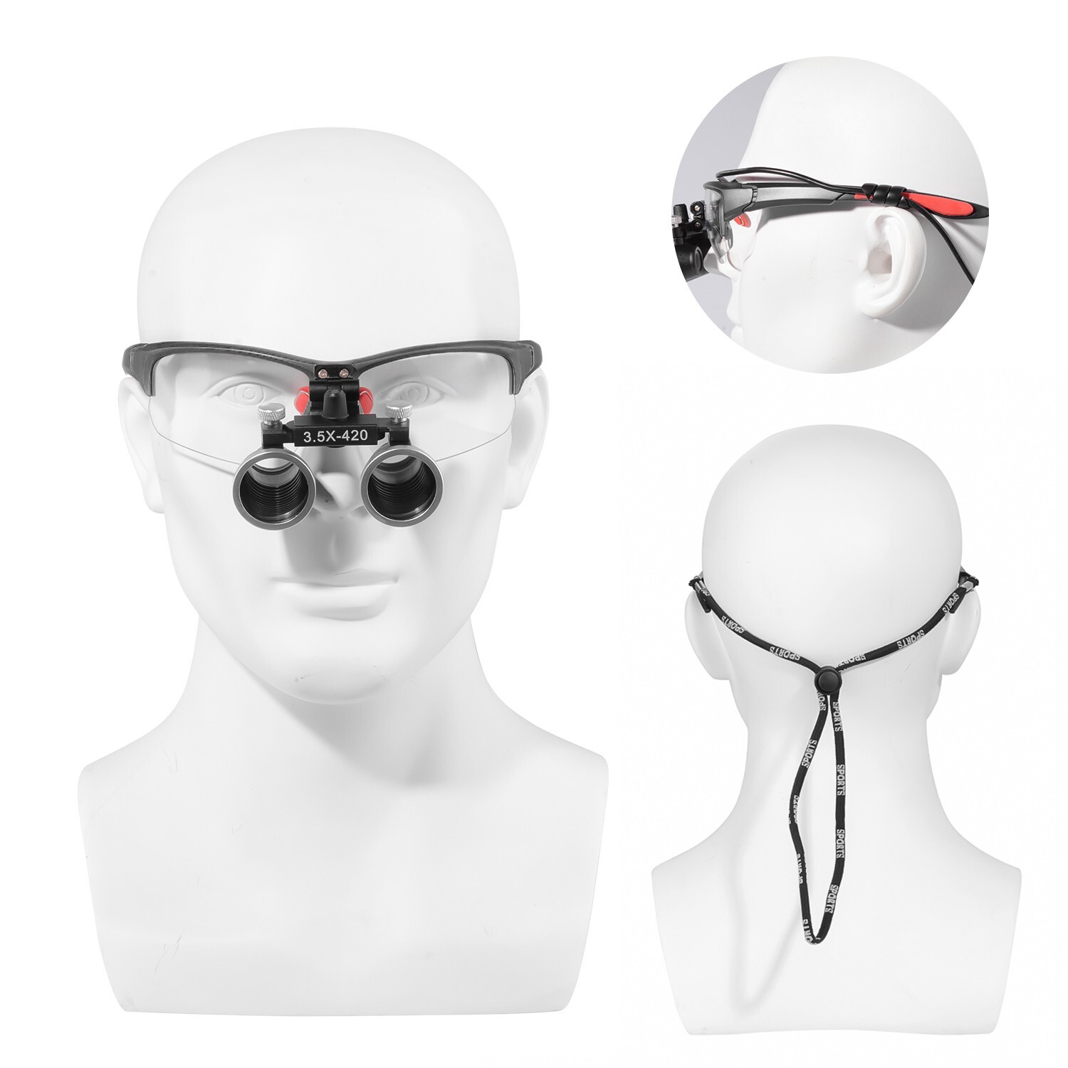 Dental Medical Binocular Loupes 3.5X-420mm Adjustable Magnifer Glasses Black US