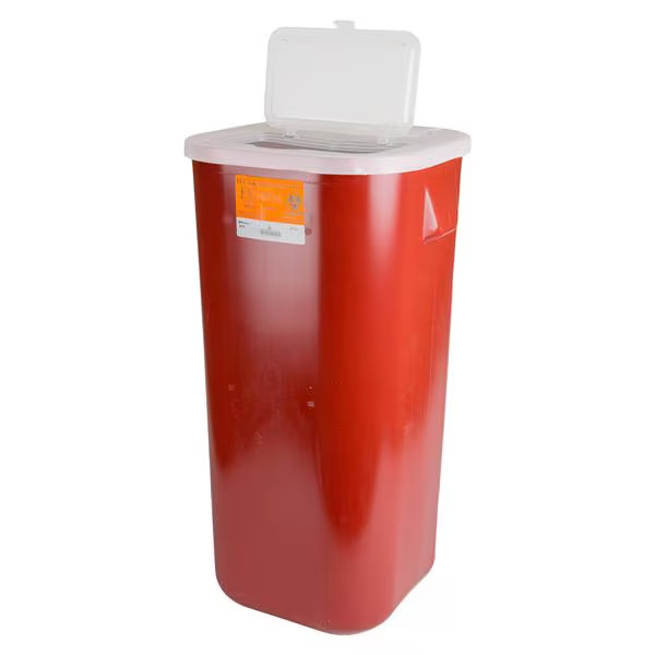 Medegen Medical 8716 Stackable Sharps-Tainers Container w/Lid 16Gal Red Lot of 6
