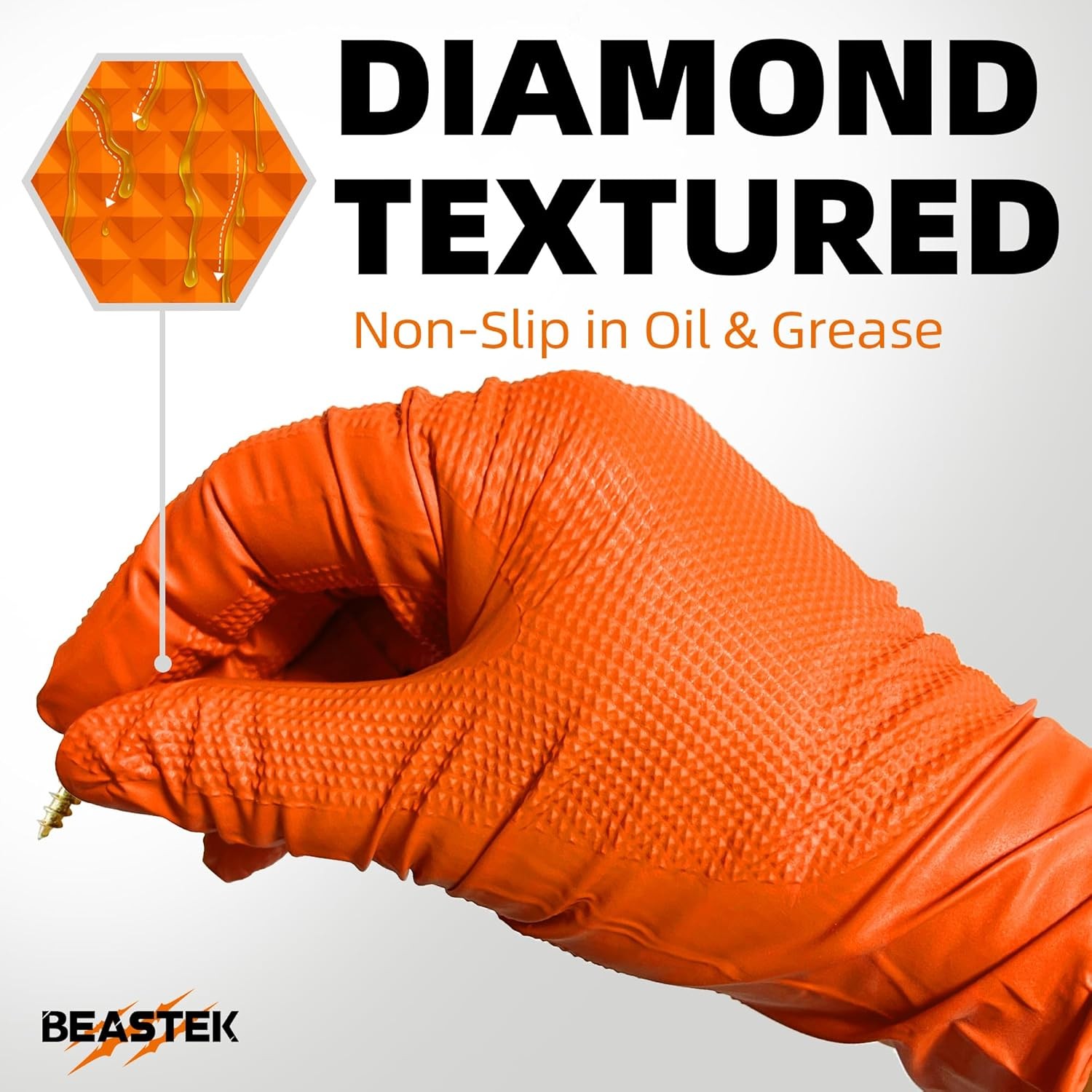 Beastek Nitrile Disposable Gloves, 8Mil Latex & Powder Free Chemical Resistant H