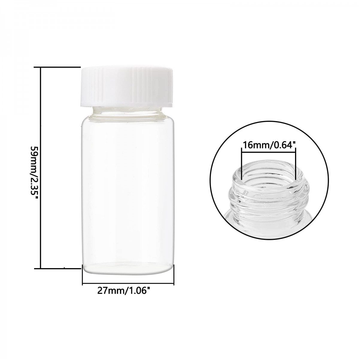 2/3/5/10ml Clear Amber Glass Essential Oil Bottles Small Medicine Sample Vial Ja