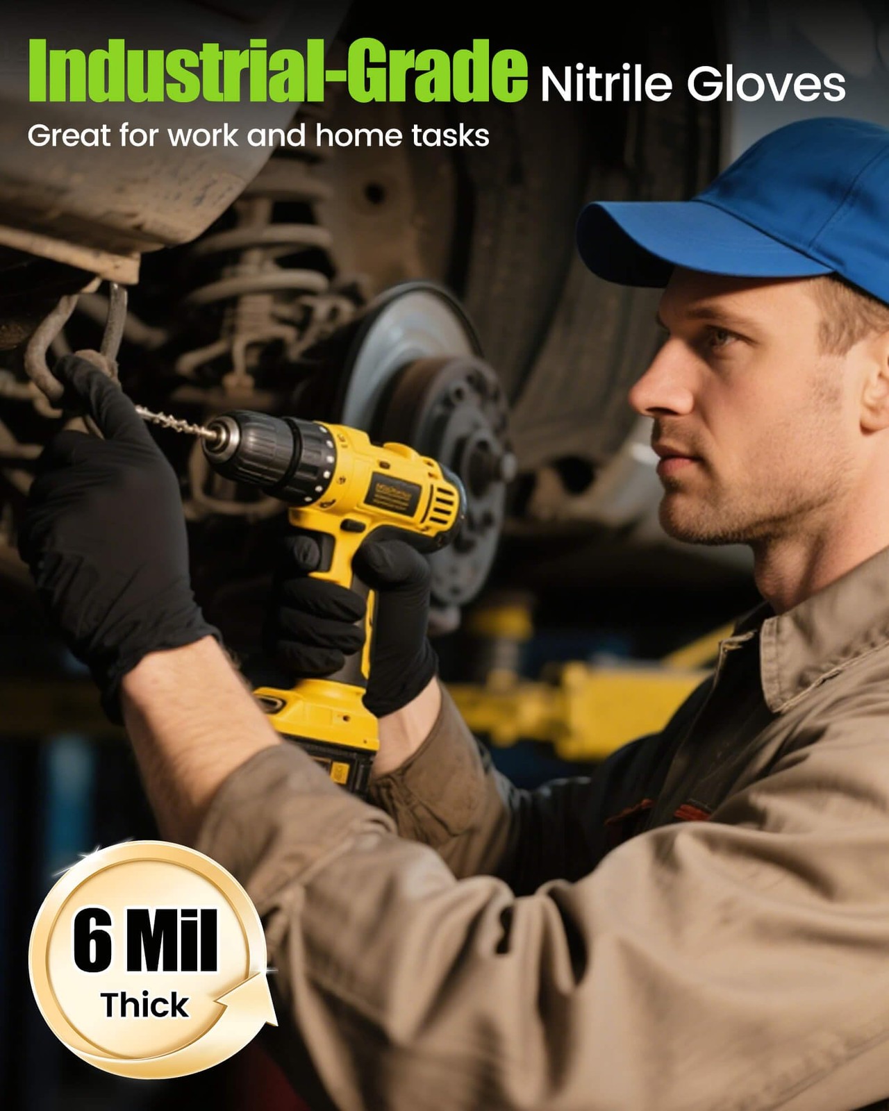 6 Mil Black Nitrile Gloves Large – Heavy Duty Disposable Latex & , Resistant,…