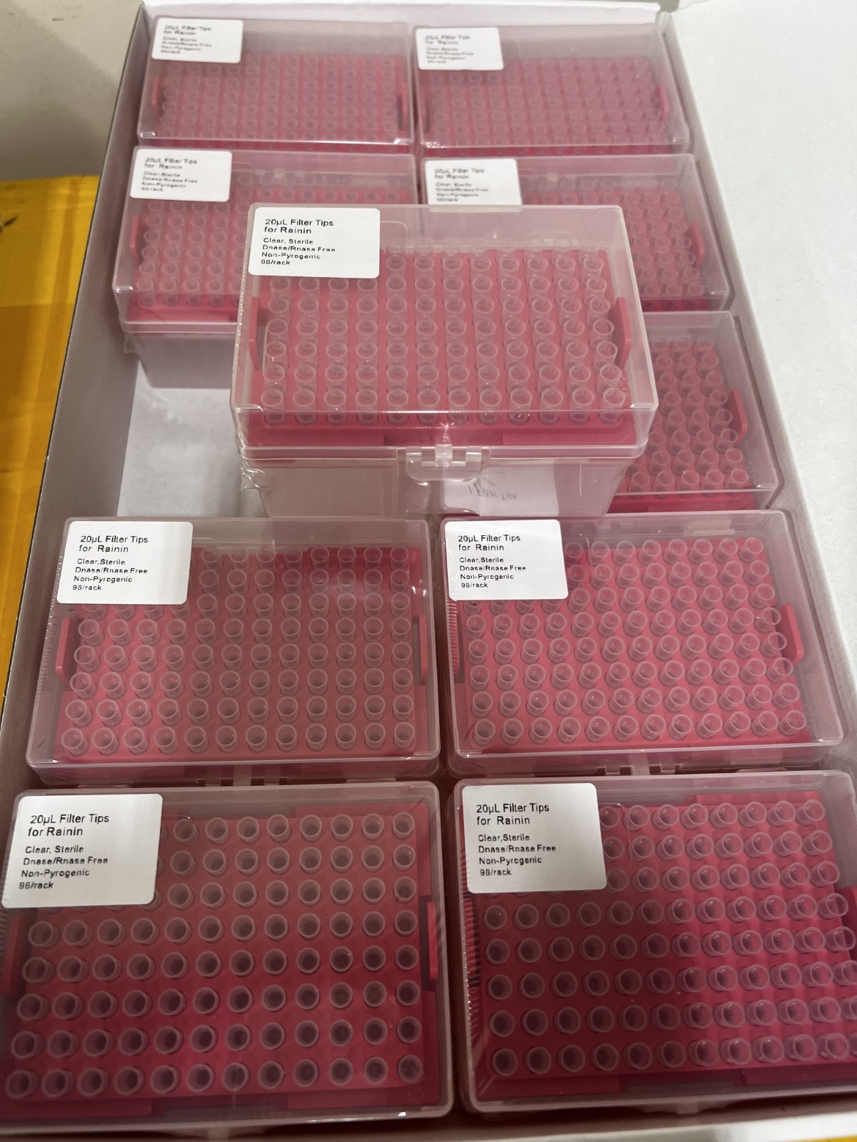 20ul Filter Pipette tips for Rainin, Sterile, 96/rack x 10pks x 5pks/4800pcs/cs