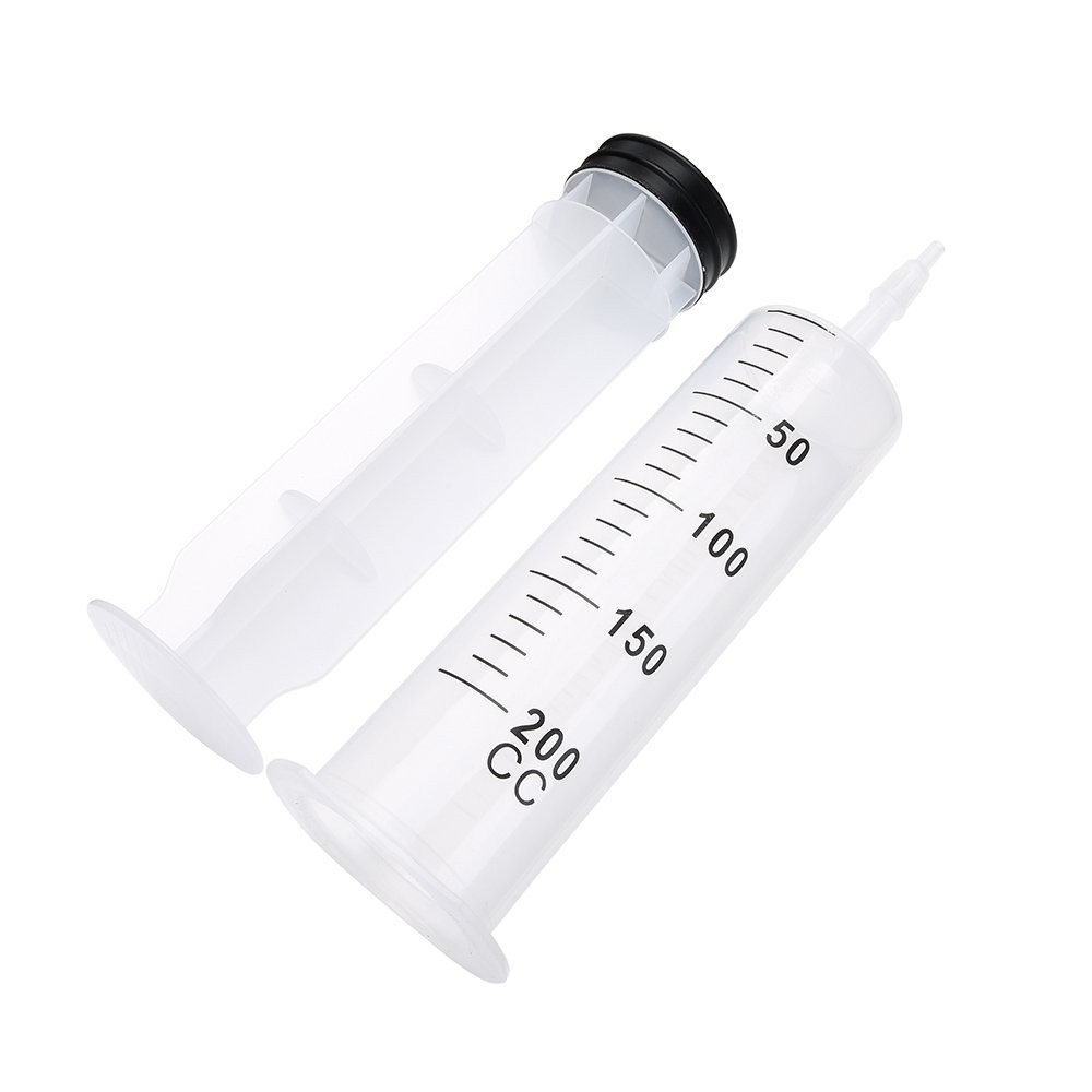 4 Pack 200ml Reusable Syringes with Tip Adapters, Large Plastic Garden Syringe I
