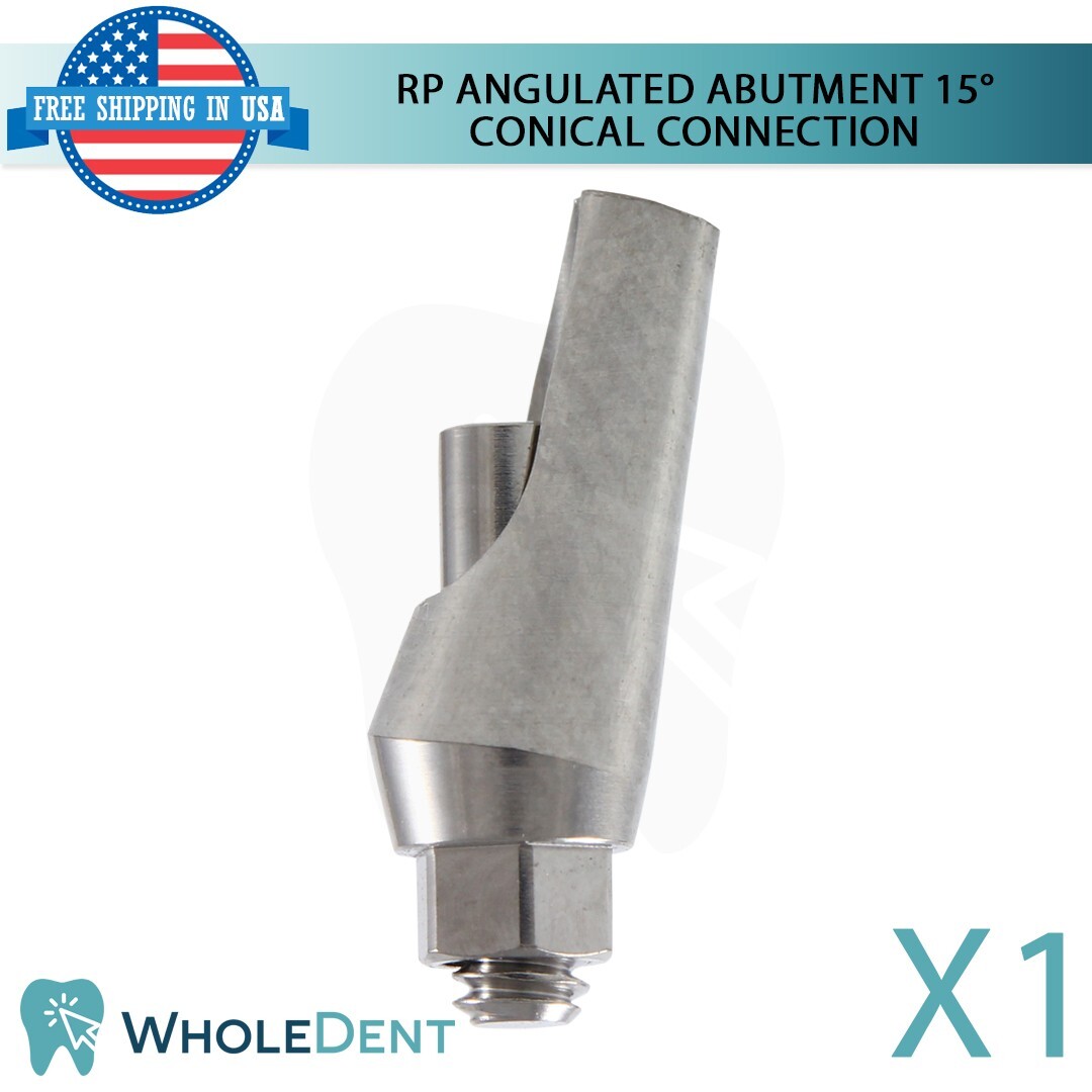1x Dental Titanium Angulated Prosthetic 15° RP Conical Connection Hex 2.65mm