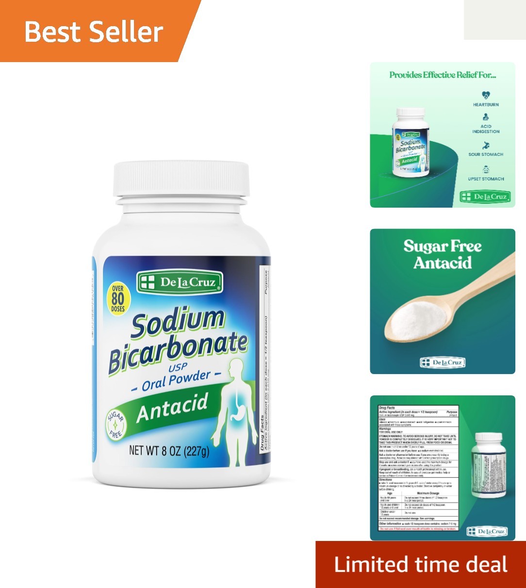 USP Grade 8 oz Sodium Bicarbonate Powder – Natural Relief from Heartburn
