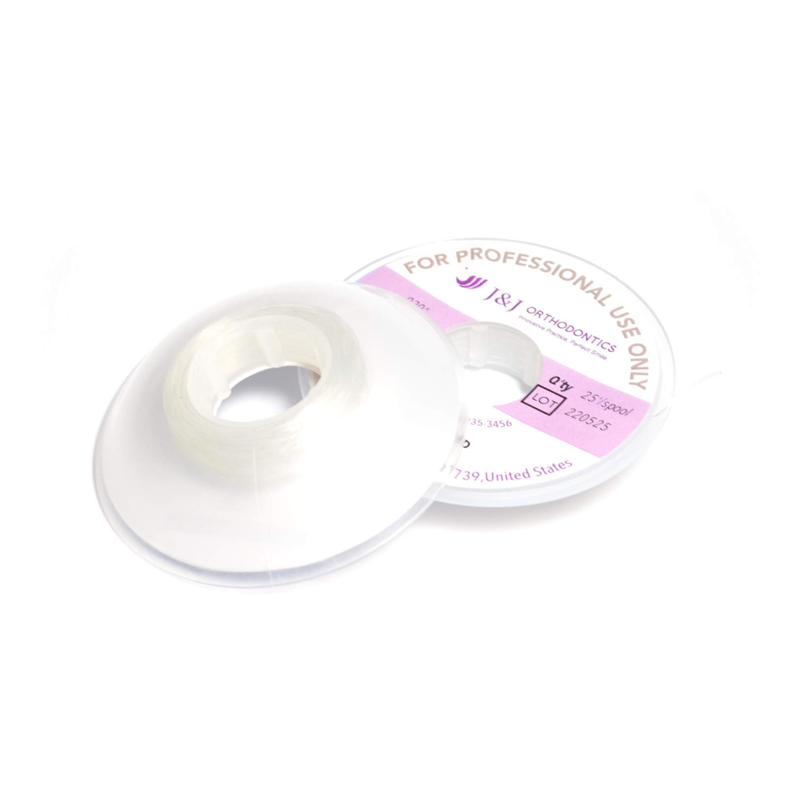 J&J Ortho™ Orthodontic Elastic Thread Spool Optional Size Clear Color 25’/pk