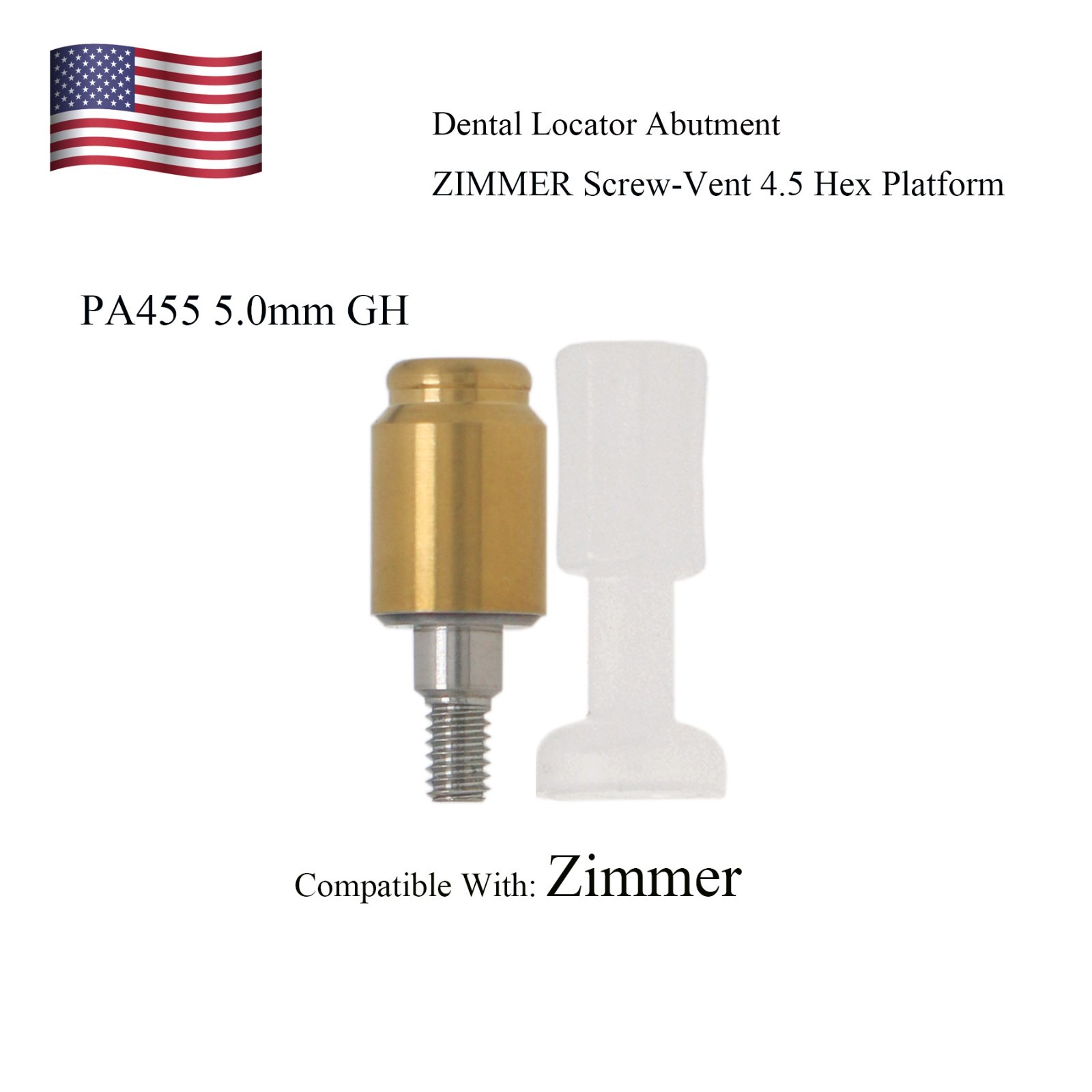US Implants Locator Abutment Caps for Zimmer Tapered Screw-vent 4.5 Internal-Hex