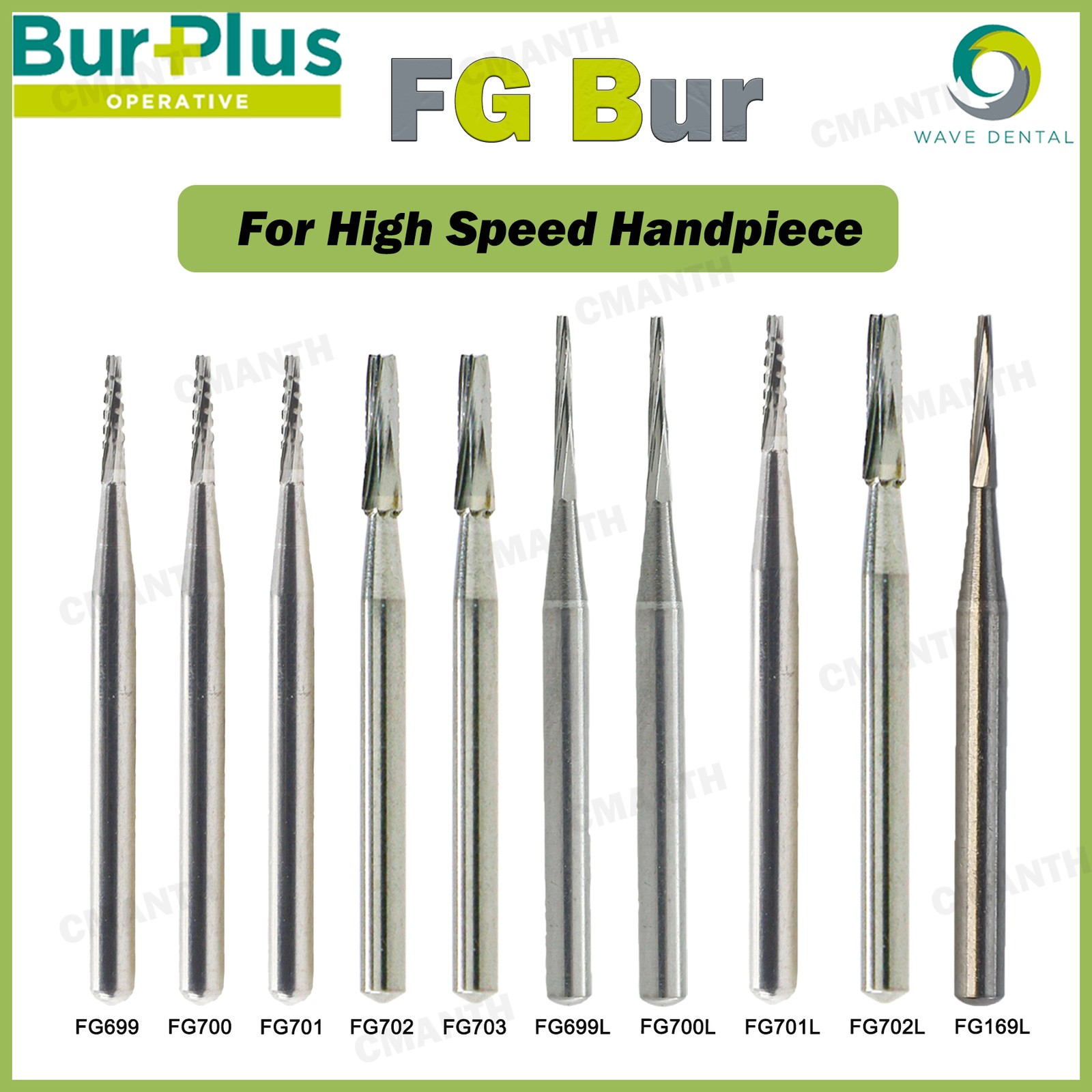 WAVE Dental Burs Tungsten Carbide Drill Bits FG Series For High Speed Handpiece